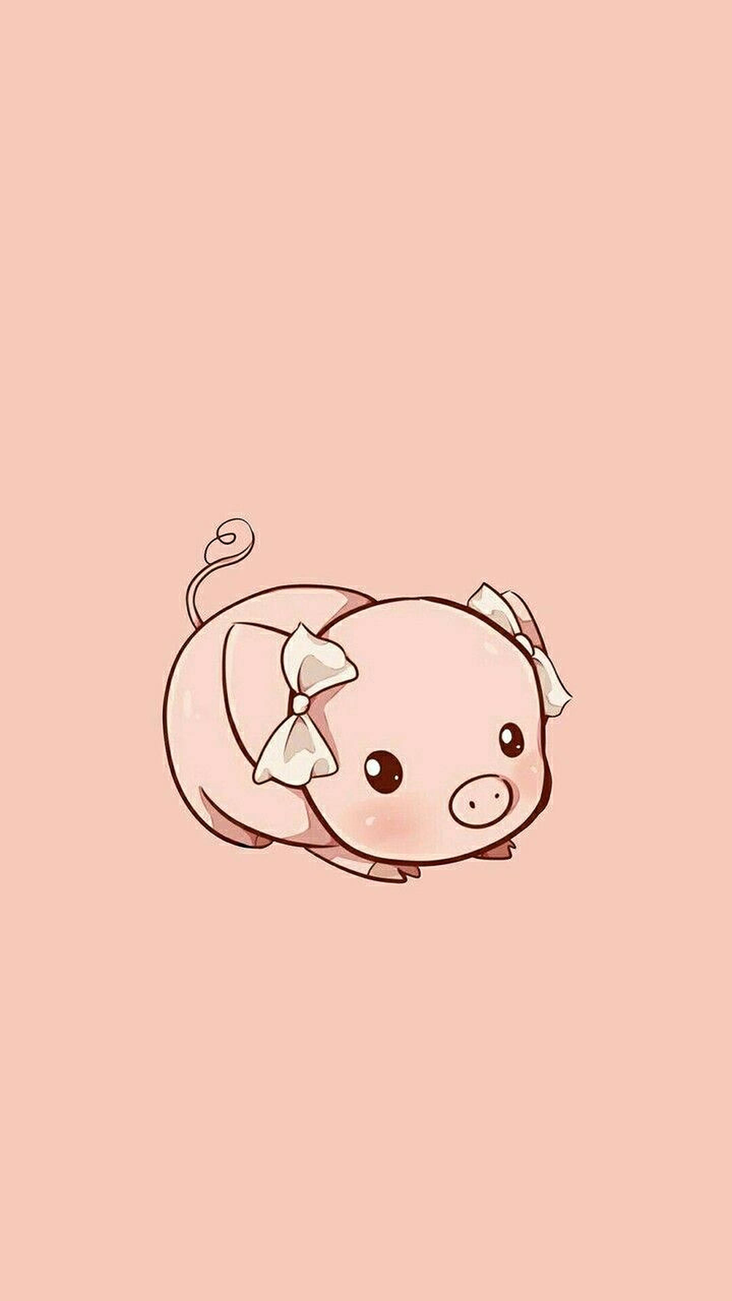 可愛いブタ ピンクのリボン 壁紙