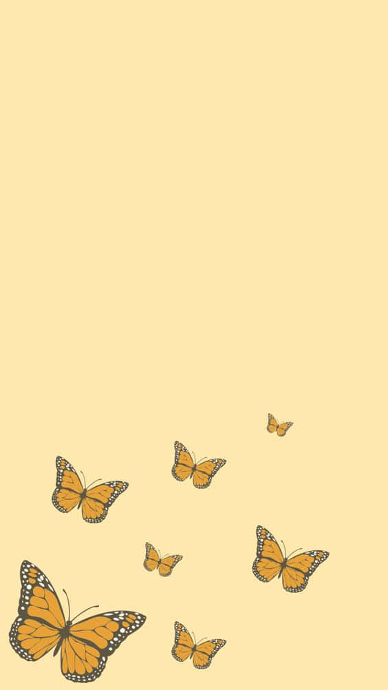 可愛い黄色い蝶のアート 壁紙