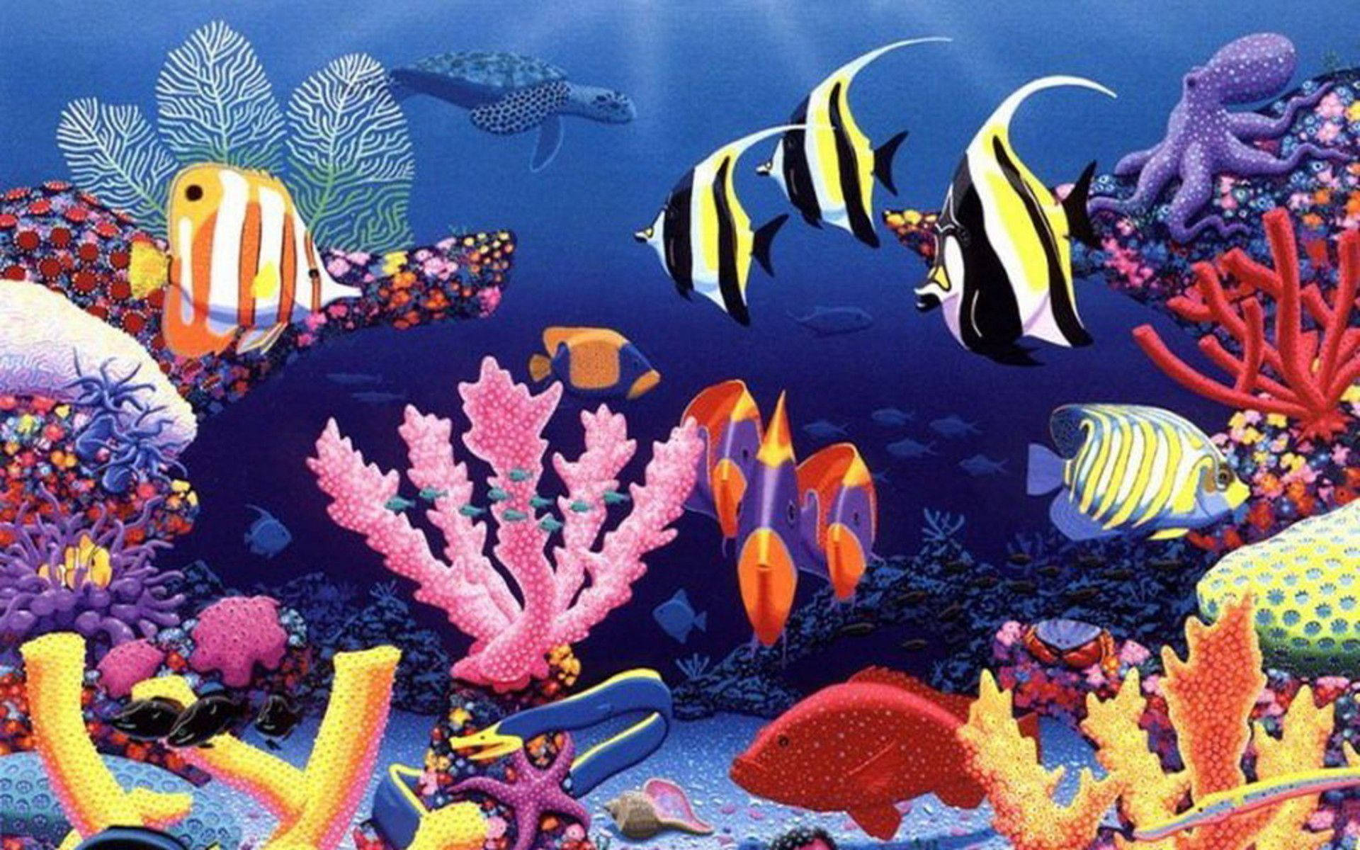 可愛くてクールな魚のアートワーク 壁紙