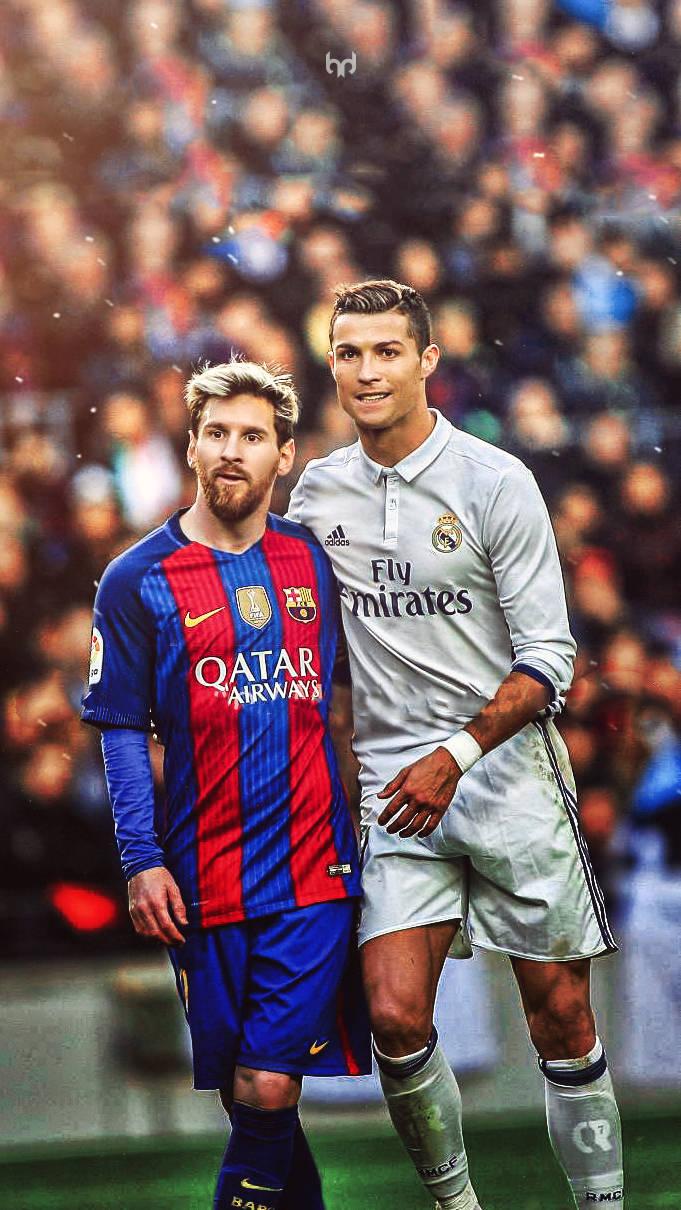 サッカースター、リオネル・メッシとクリスティアーノ・ロナウドの壁紙