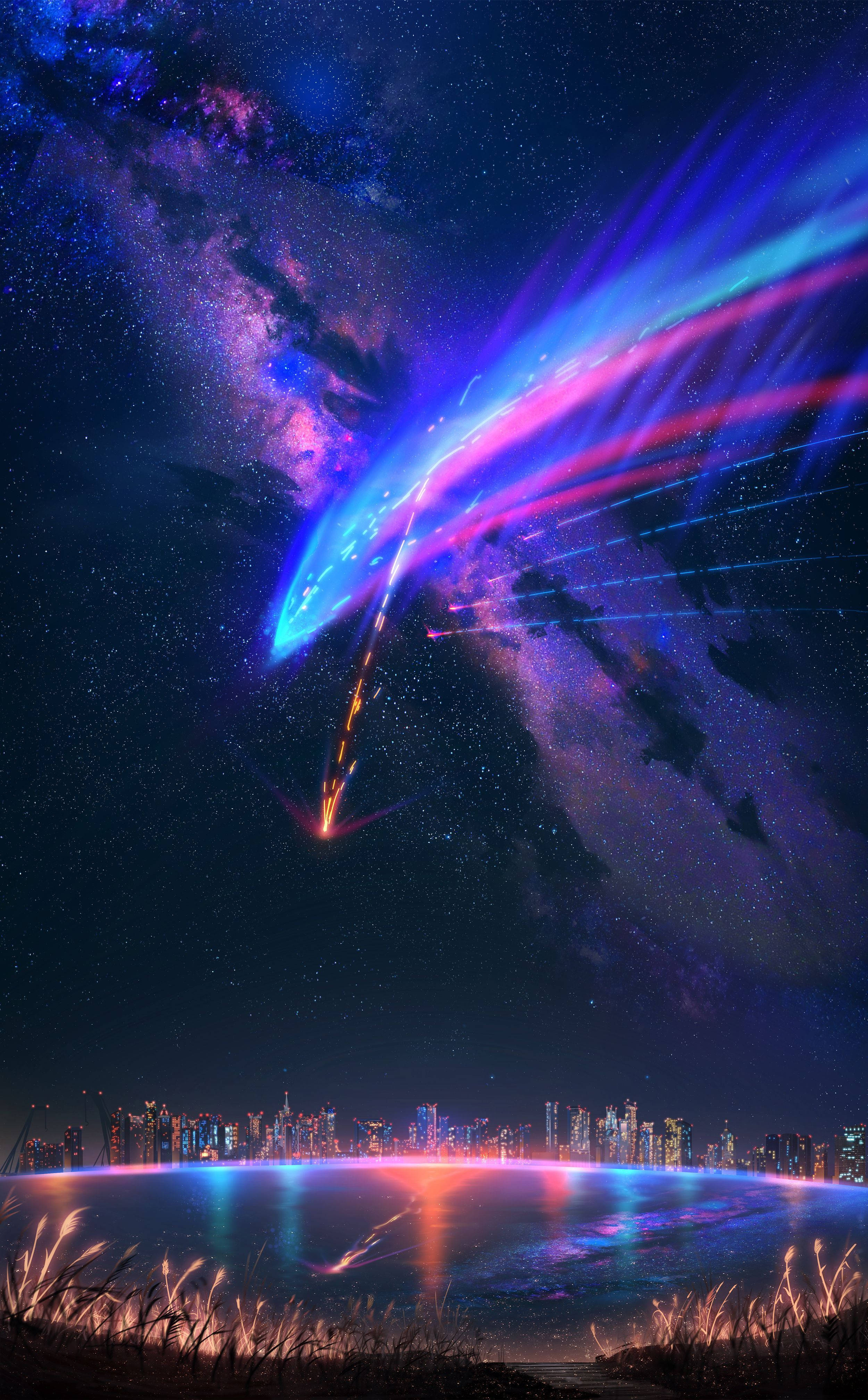 君の名は。iPhone 海に映る流星 壁紙