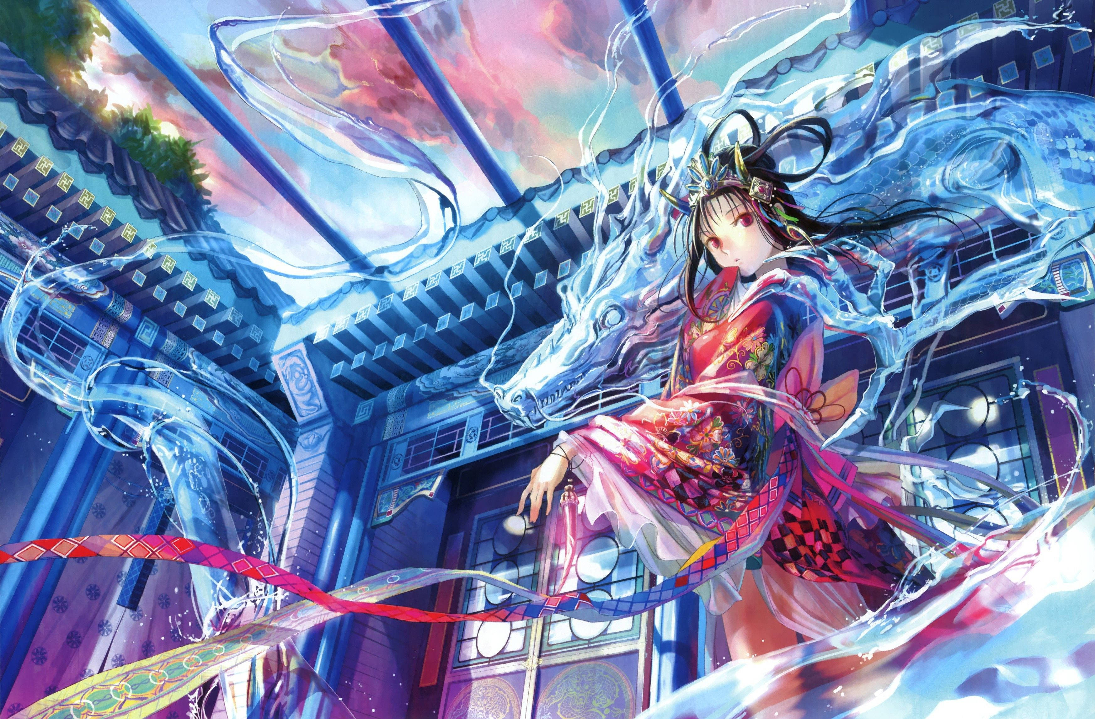 和風ドラゴン PC アニメガール 壁紙