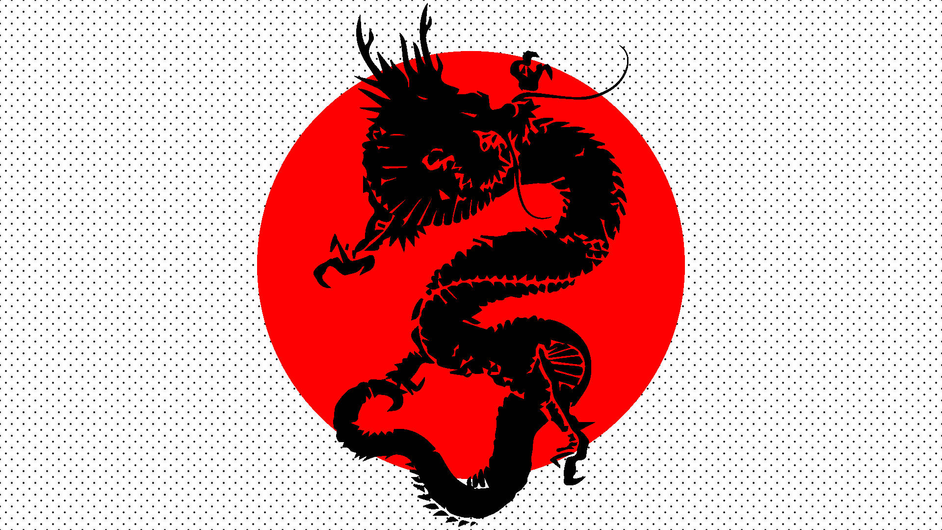 和風ドラゴンPC ミニマルブラック 日本国旗 壁紙