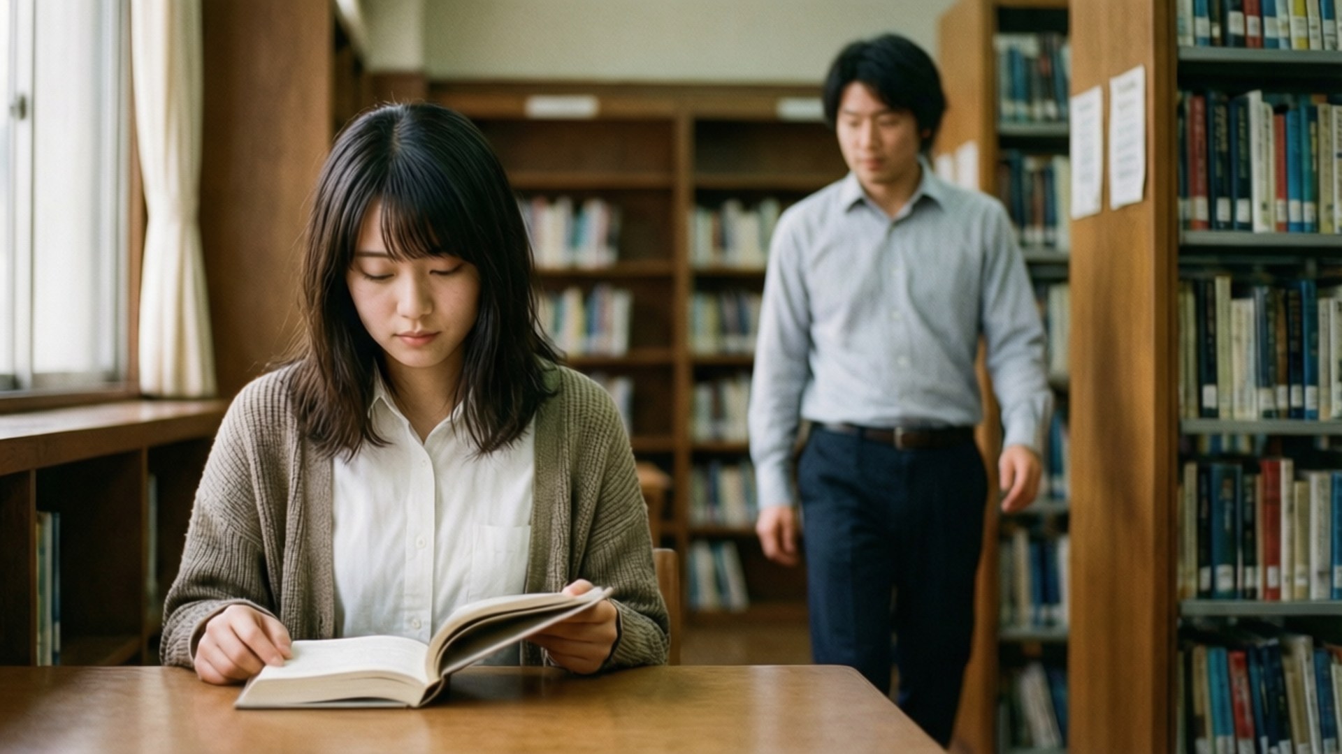 図書館での出会い 壁紙