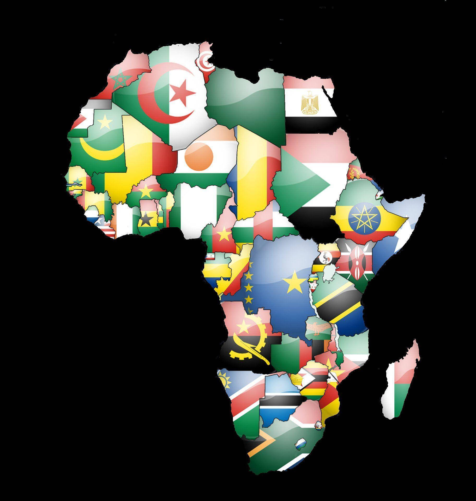 国旗で描かれたアフリカ地図 壁紙