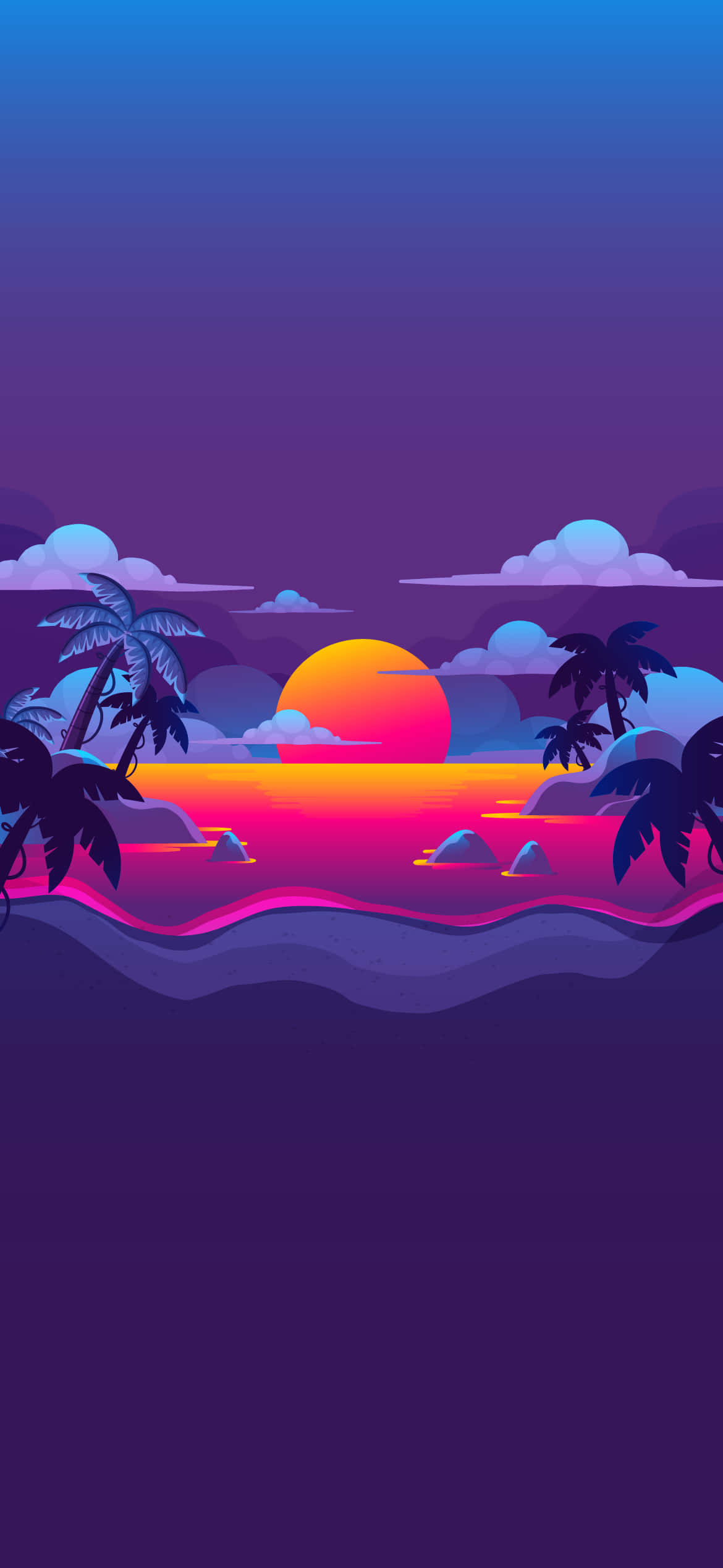 夏のビーチ夕日 美しい風景 壁紙