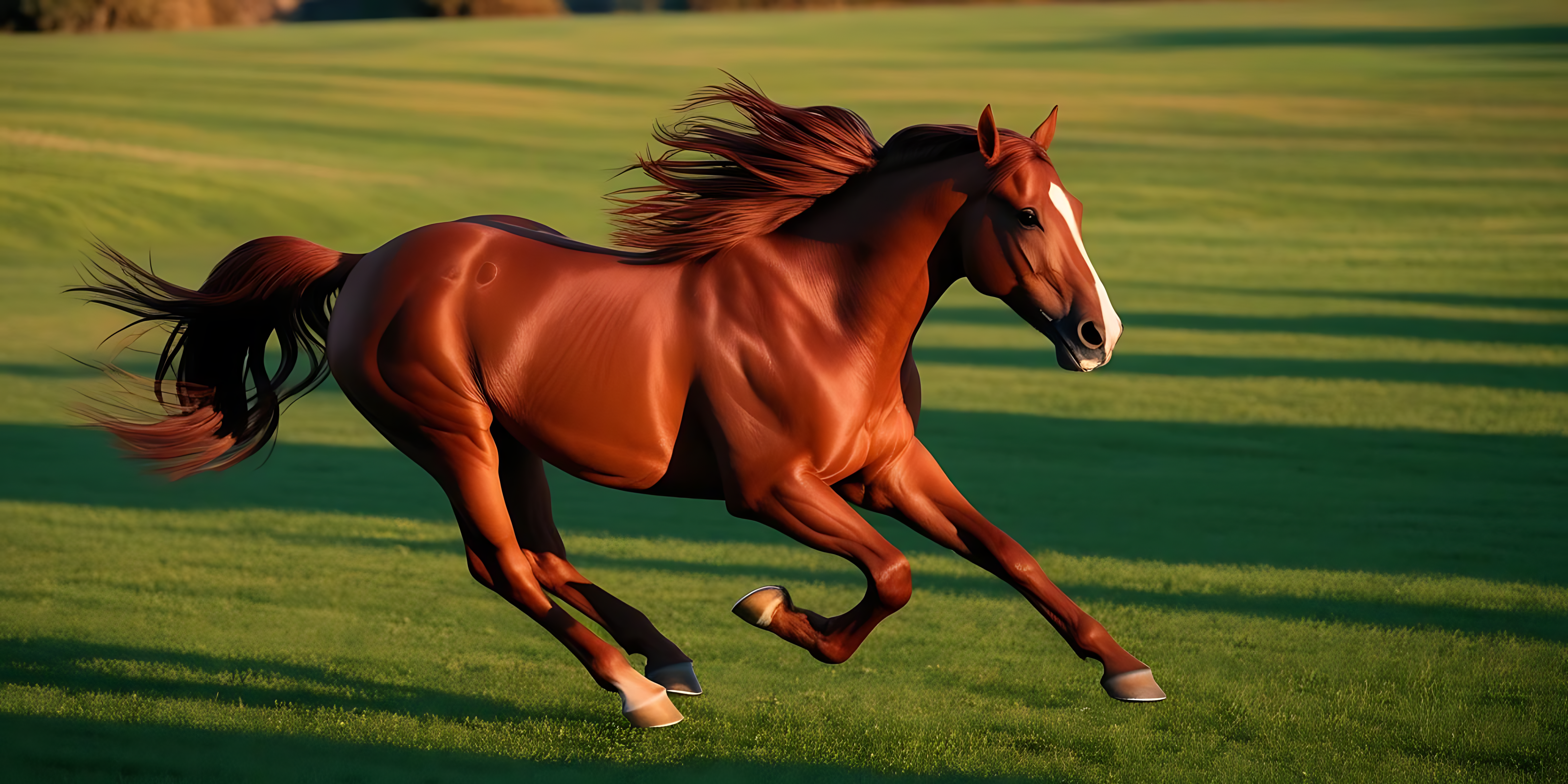 夕日の中を疾走する馬 壁紙