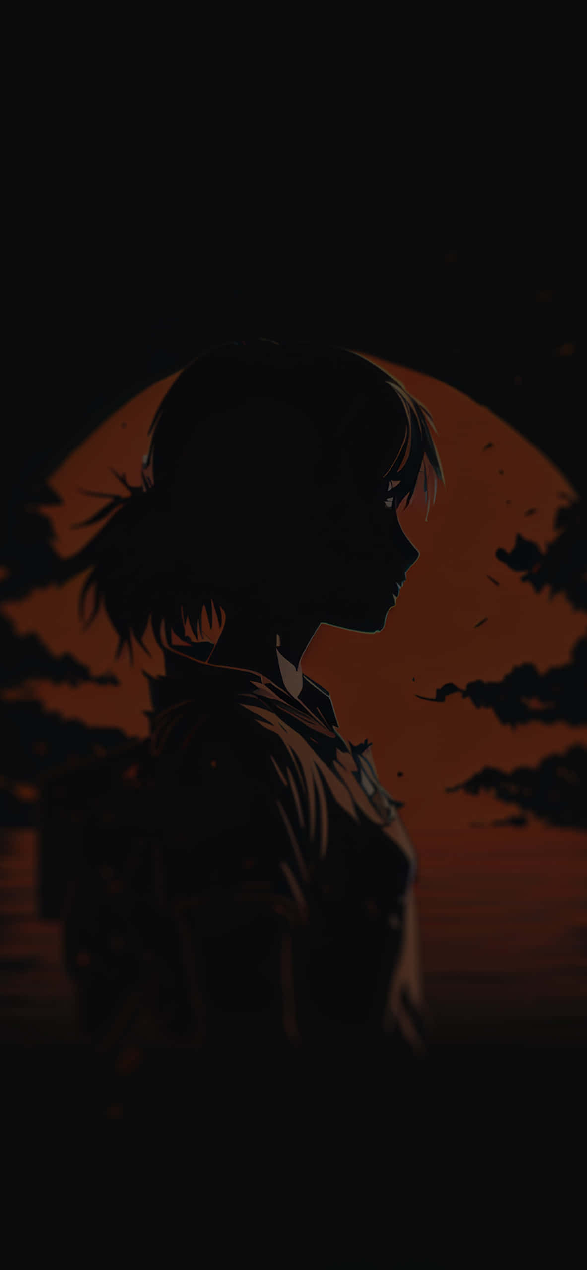 夕日を背景にした女性のシルエット 壁紙