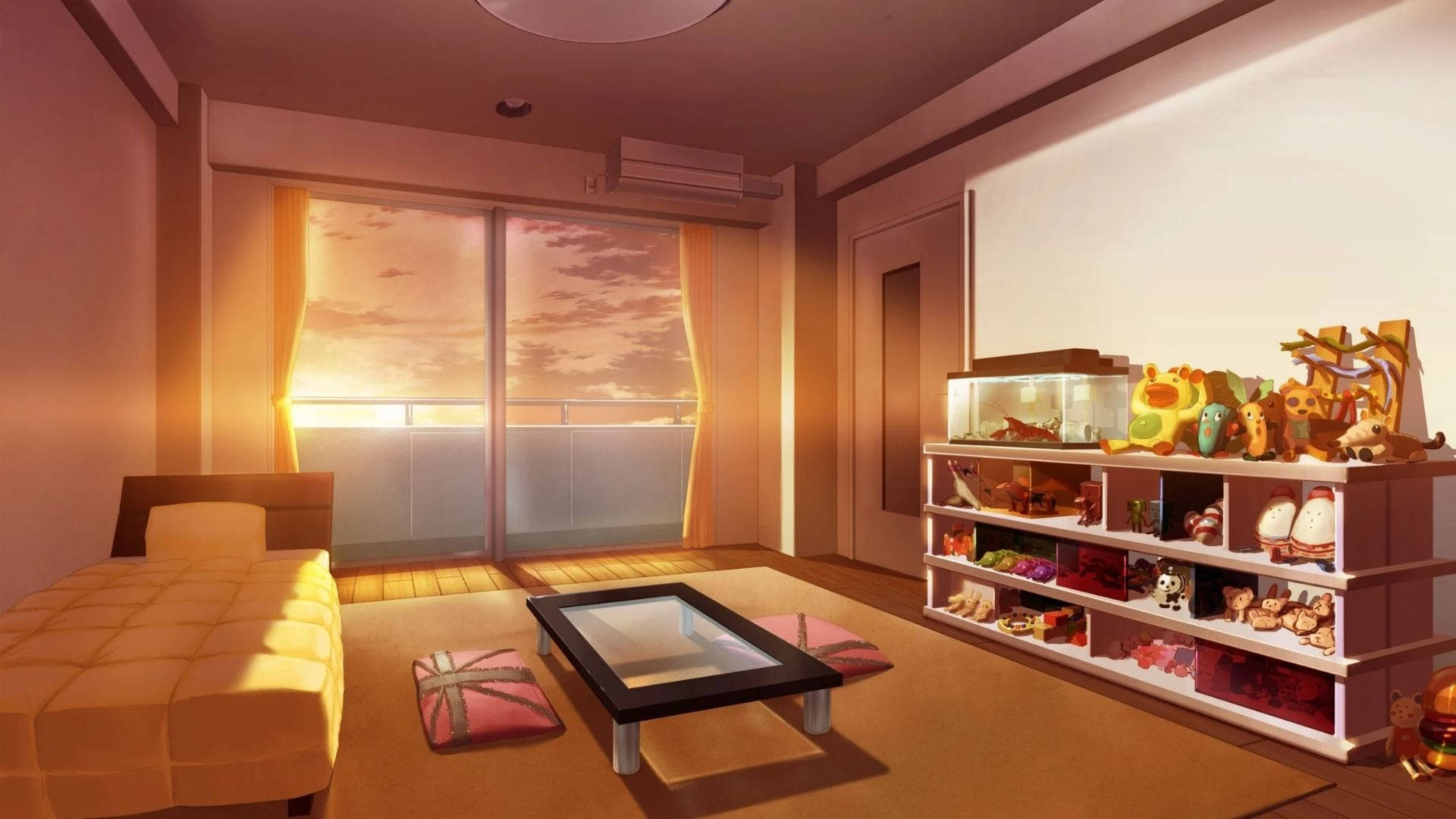 夕焼けのアニメ部屋 壁紙