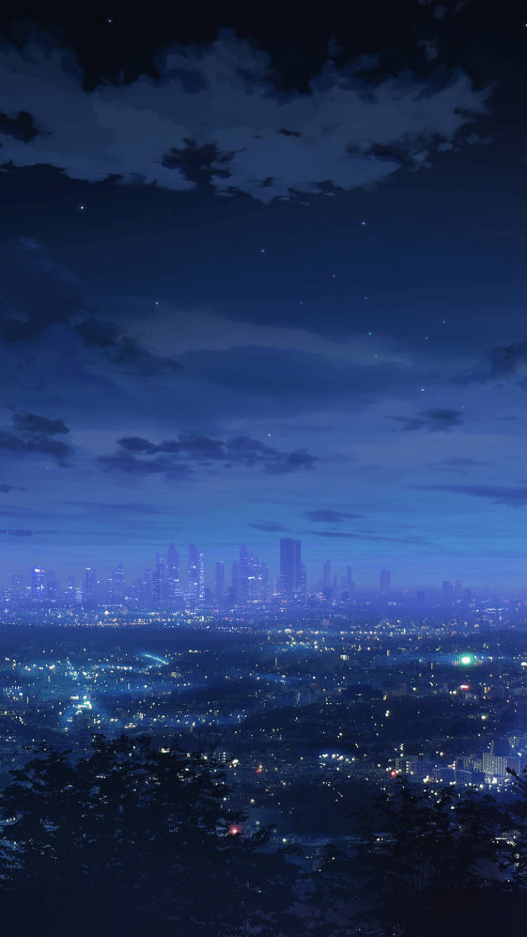 夜のアニメ風シティアート 壁紙