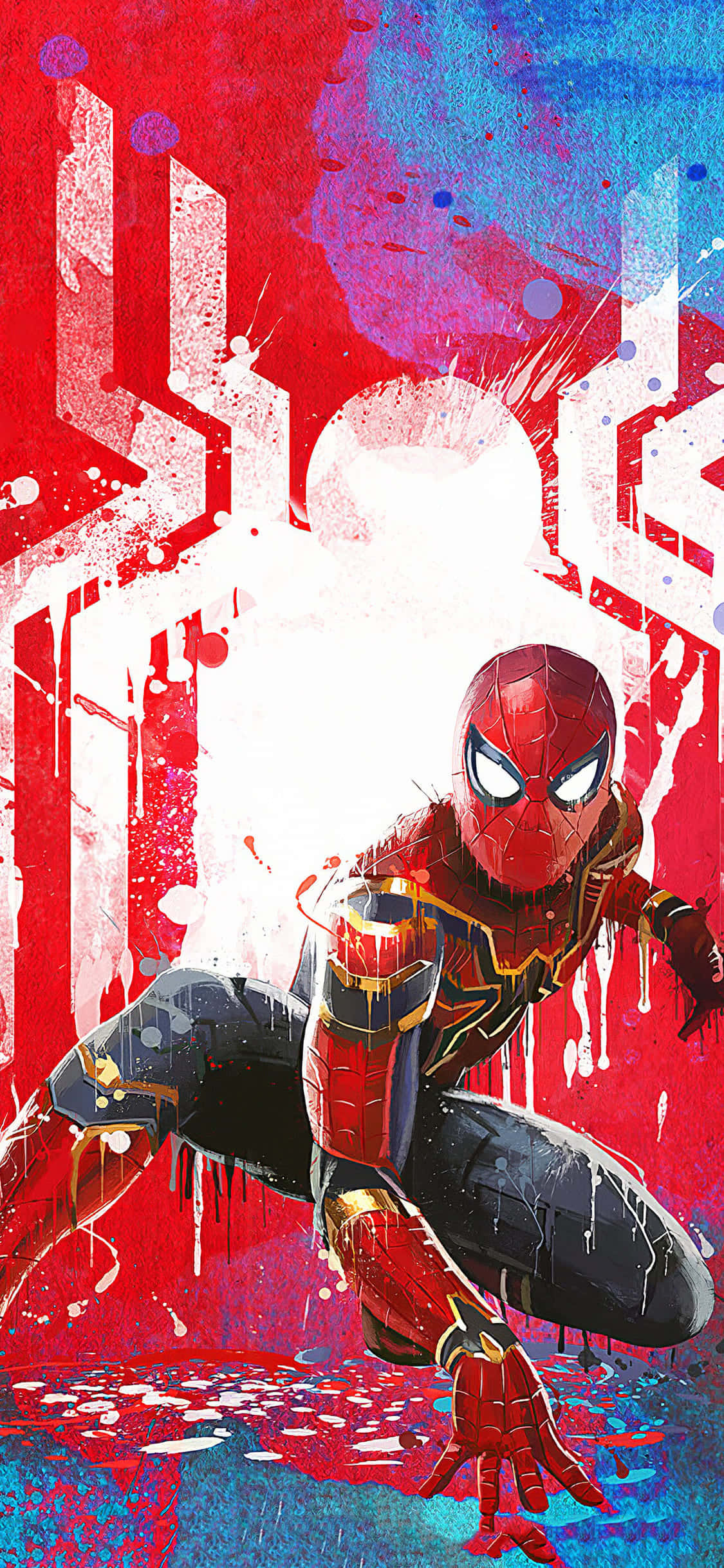 夜の壮大なスパイダーマン壁画 壁紙