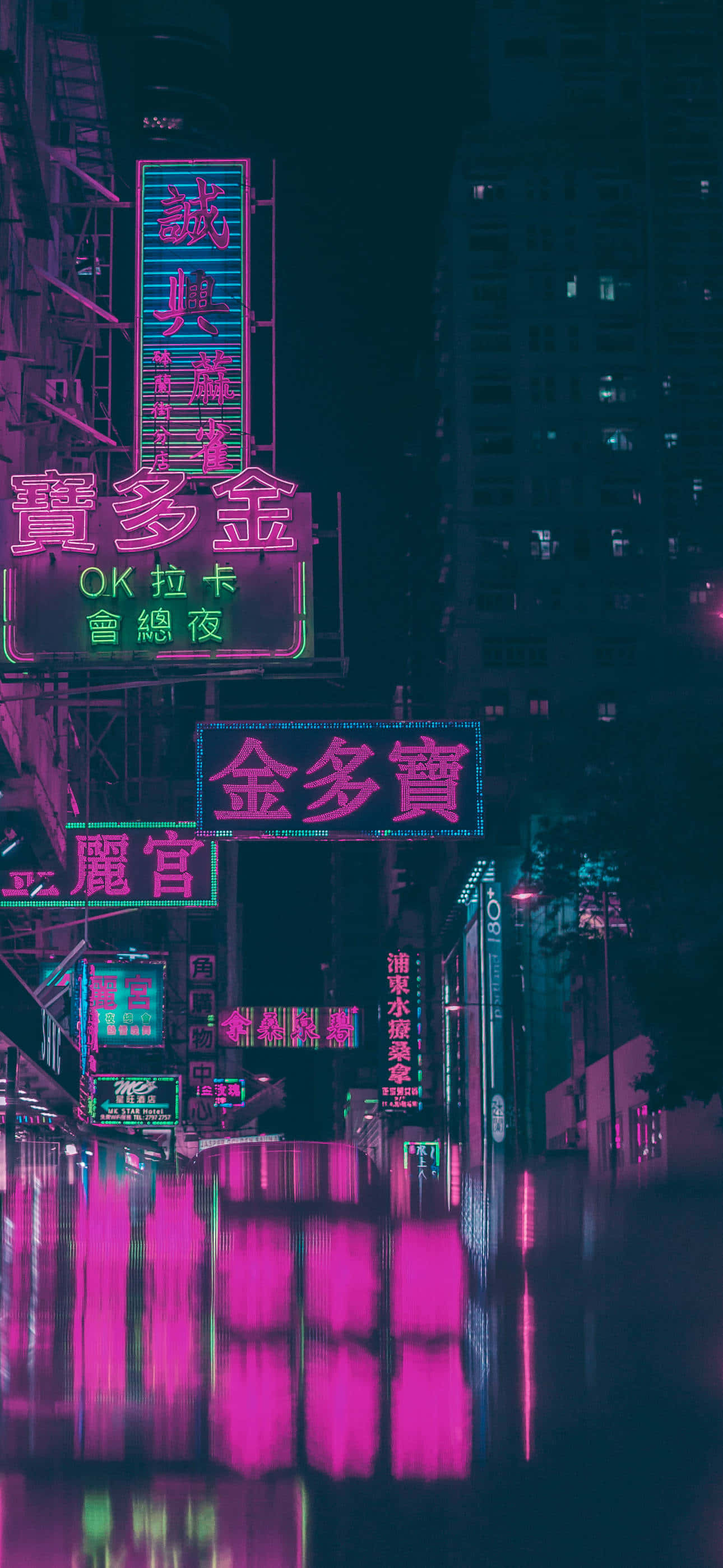 夜の街のネオンサイン 壁紙