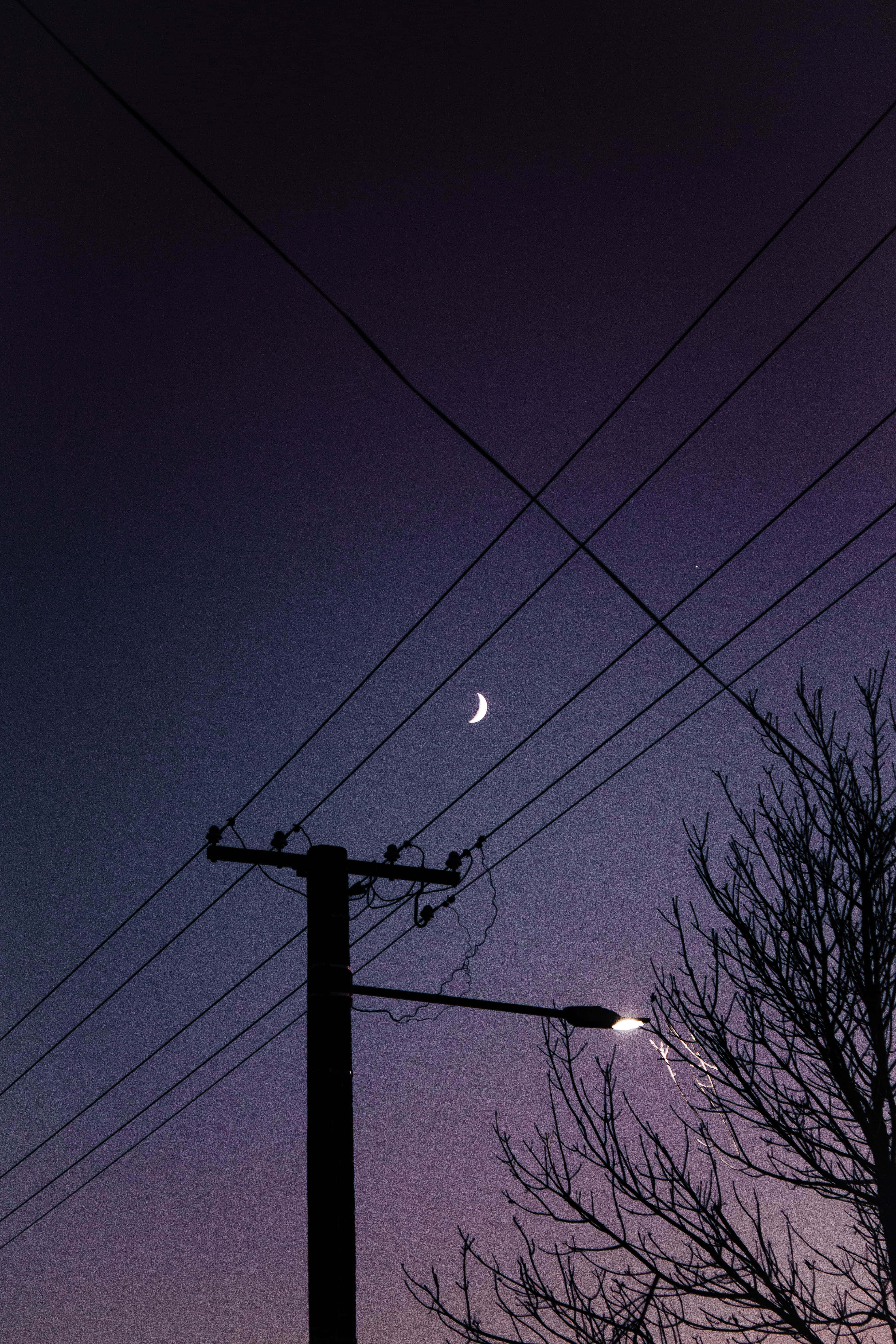 夜の街灯と星空の美しい風景 壁紙