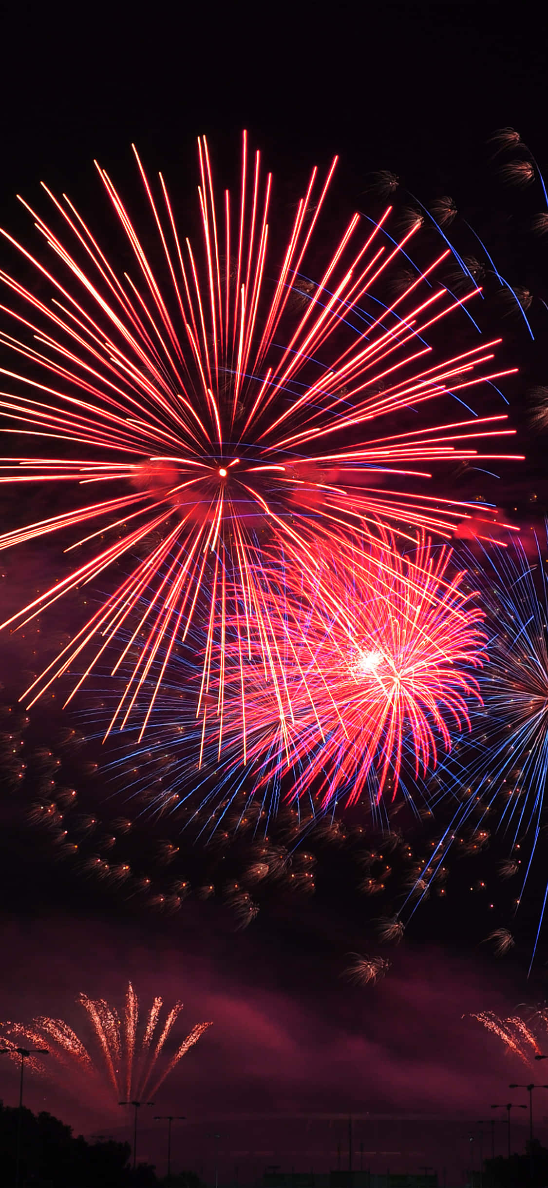花火で夜空を華やかに彩る 壁紙