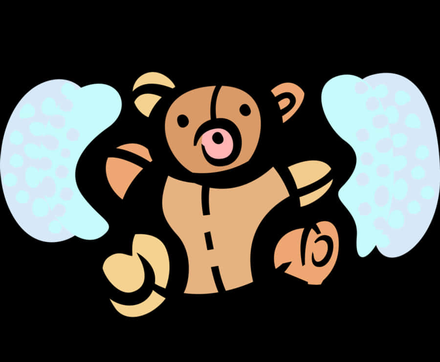 天使のテディベアイラスト 壁紙