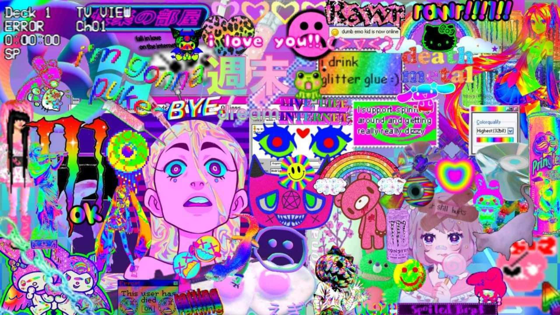 奇妙なスローガンとロゴのウィアードコア風プロフィール画像 壁紙