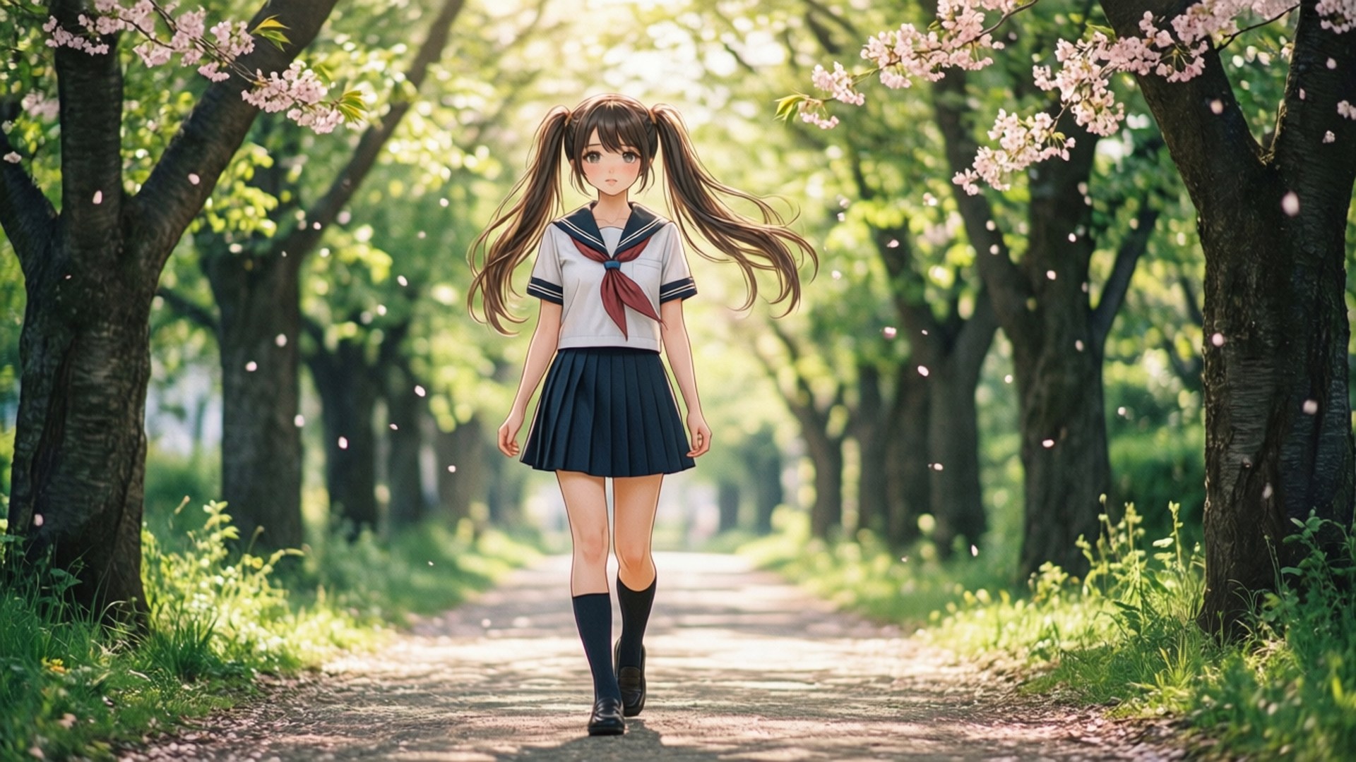 女子高生の散歩 壁紙