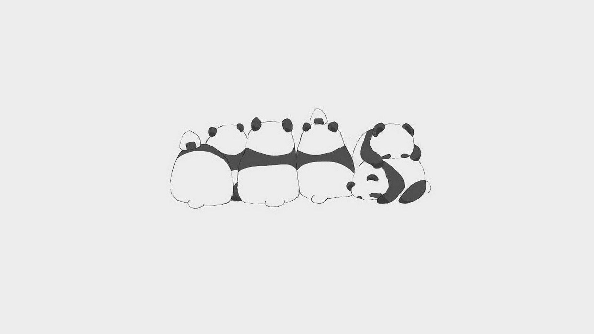 カワイイパンダが並んでいる壁紙。