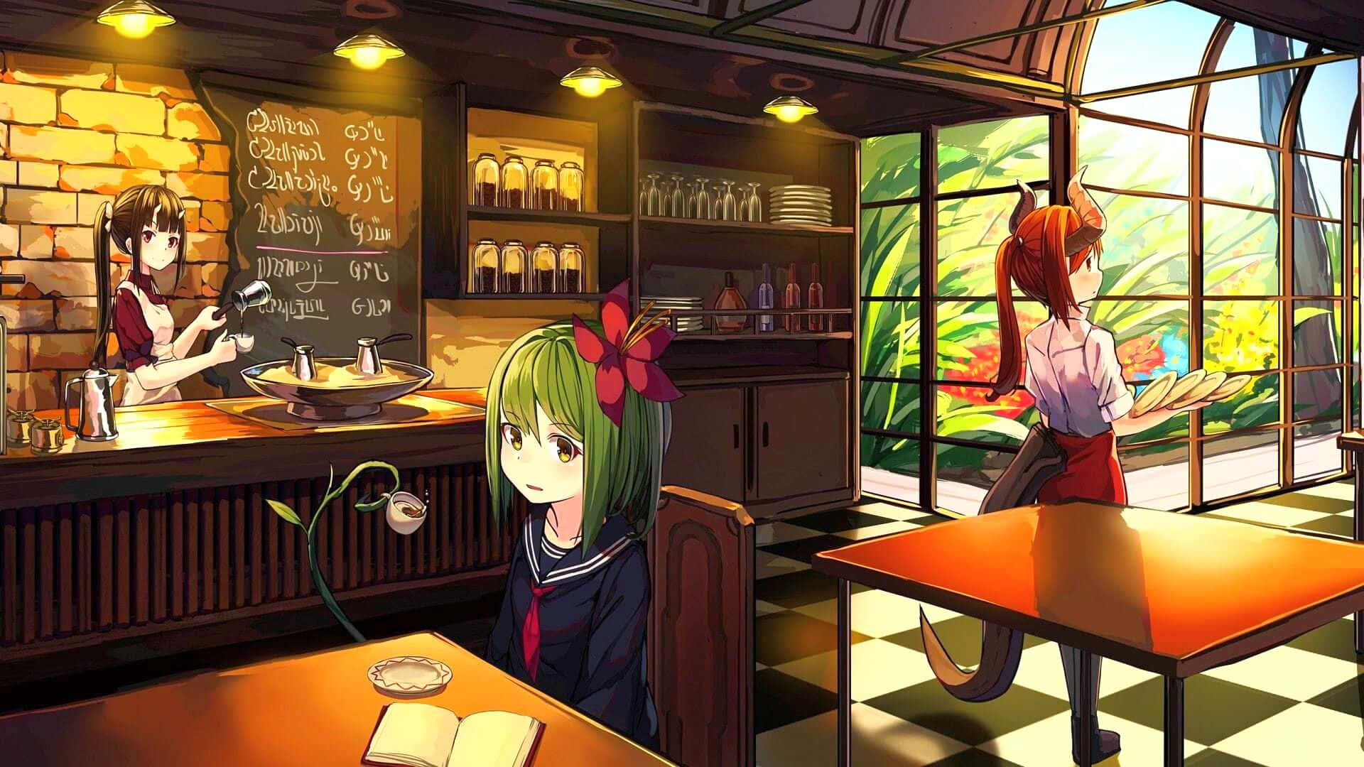 学生アニメカフェの背景 壁紙