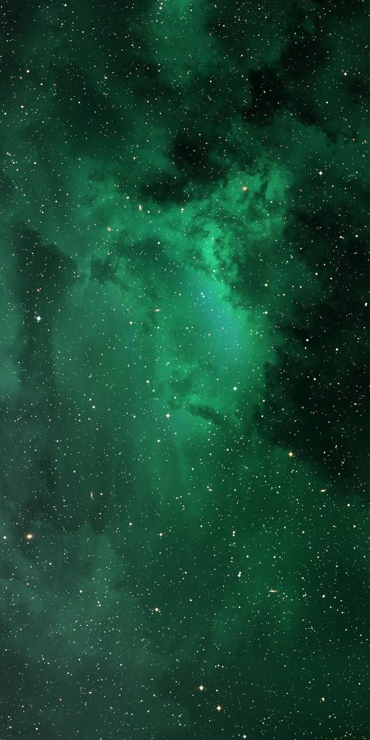 宇宙と星 グリーン iPhone 壁紙
