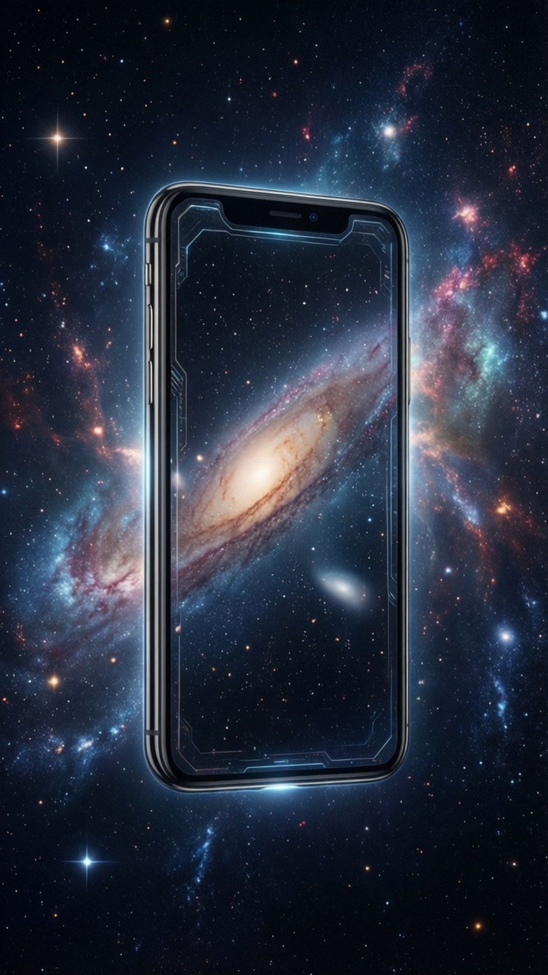 宇宙に浮かぶiPhone X 壁紙