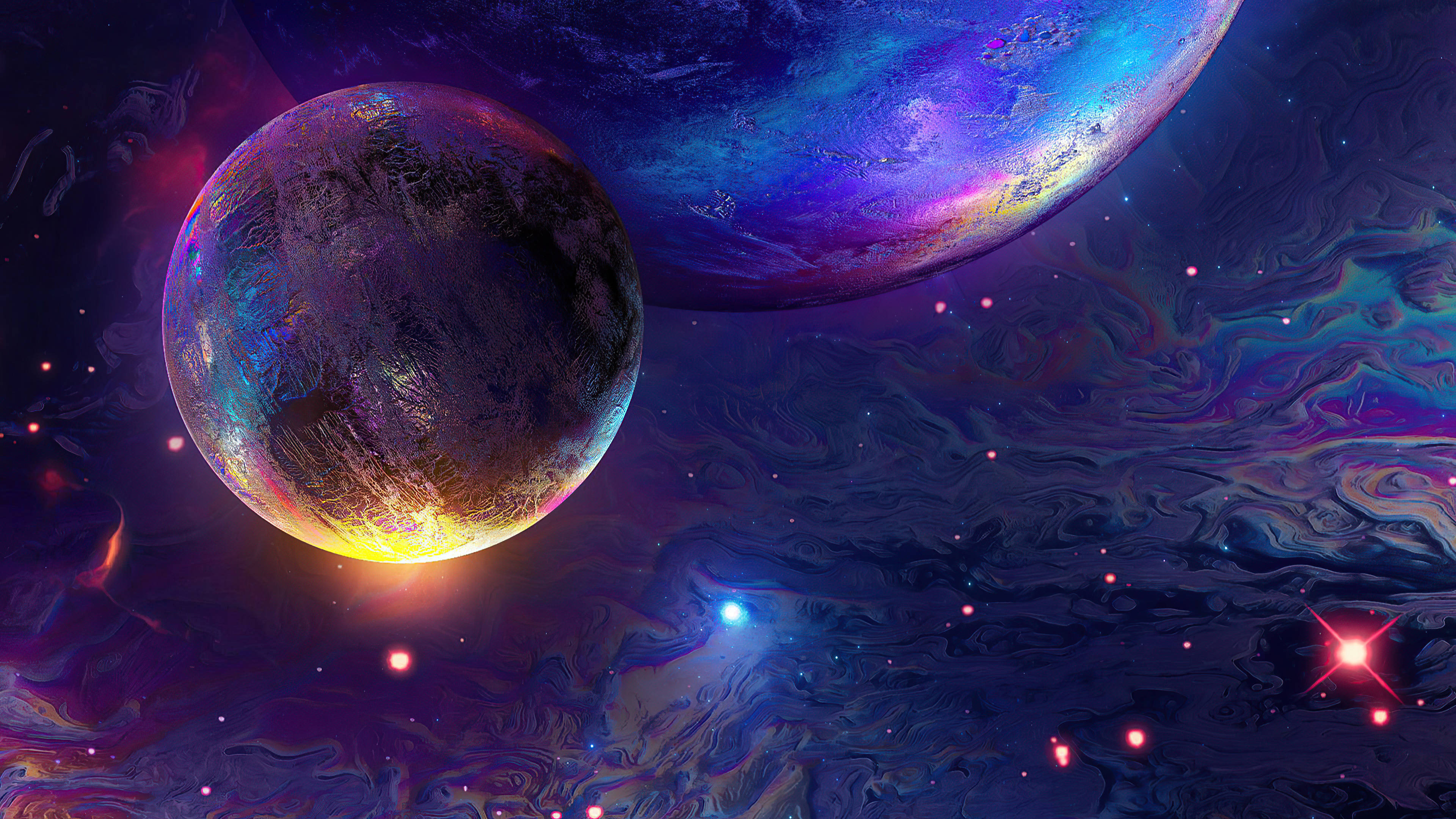 宇宙の美的惑星ペインティング 壁紙
