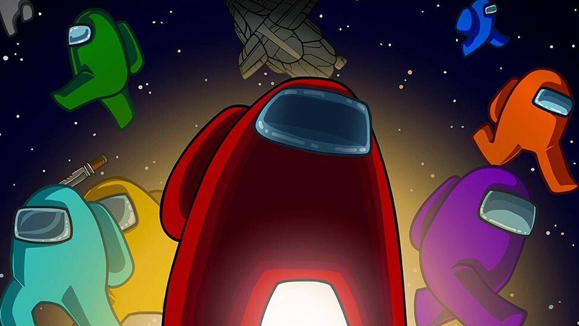 宇宙を背景にしたAmong Usの美しい光景 壁紙
