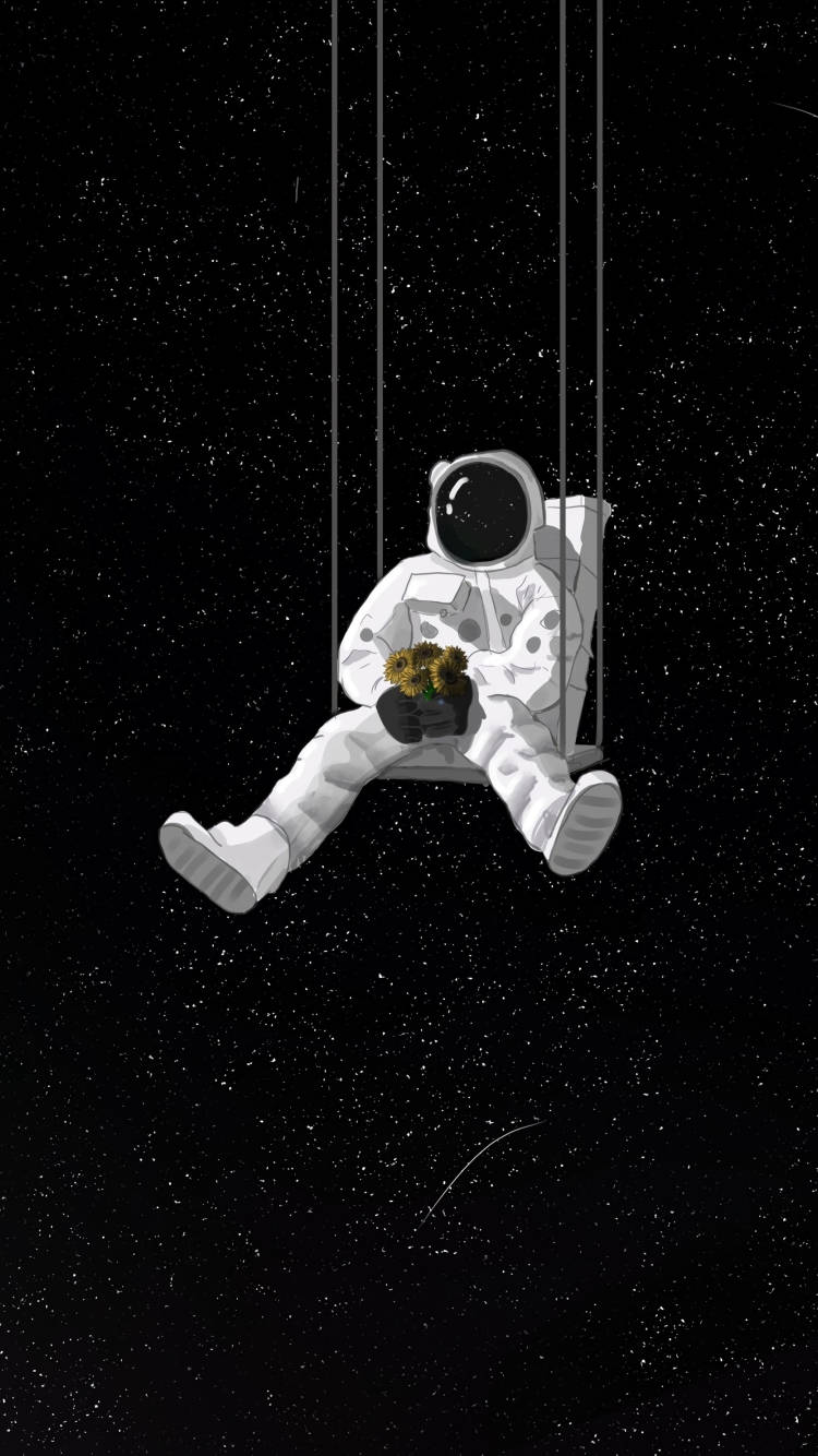 宇宙探検家 - 暗闇の宇宙飛行士iPhone壁紙 壁紙