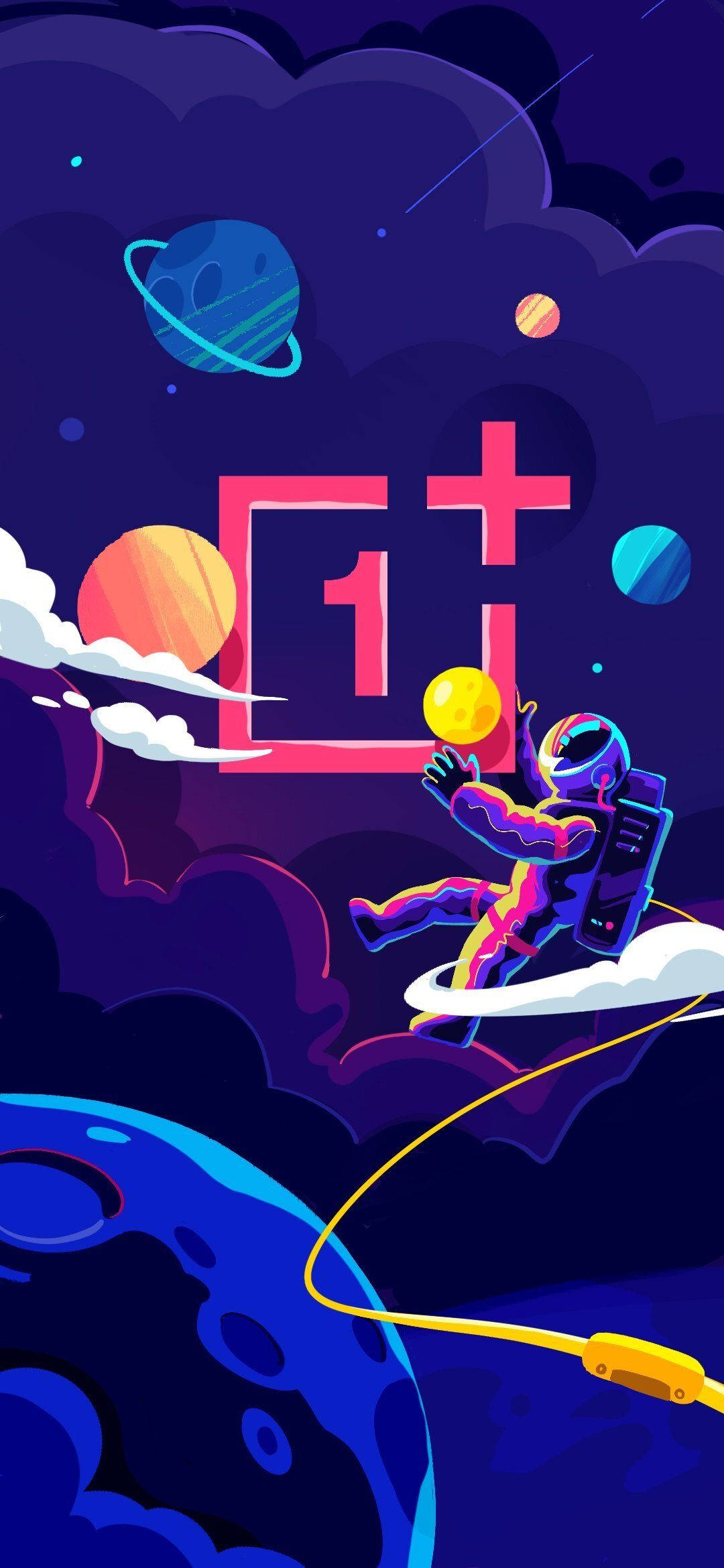 宇宙空間とOnePlus 9Rロゴ 壁紙
