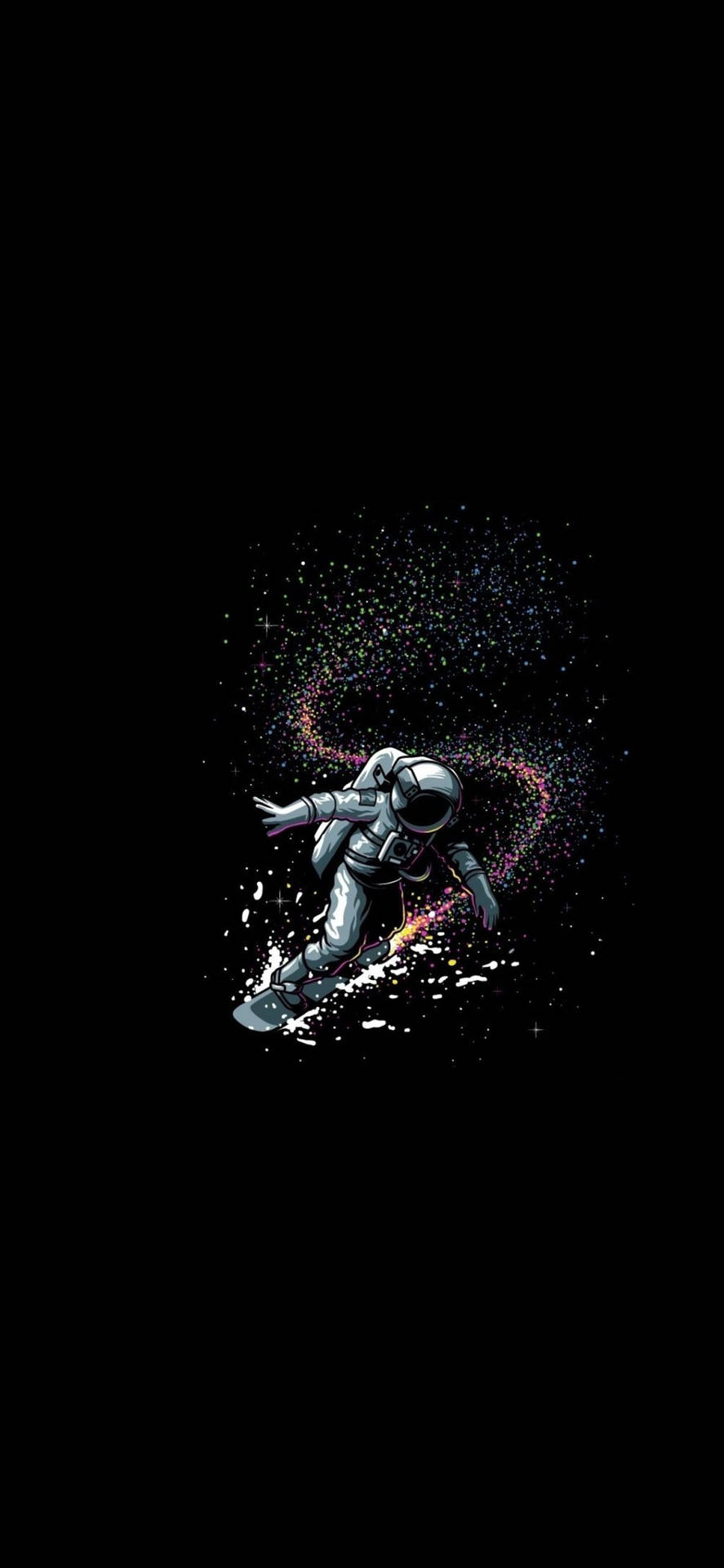 宇宙飛行士のミニマルブラックフォン壁紙