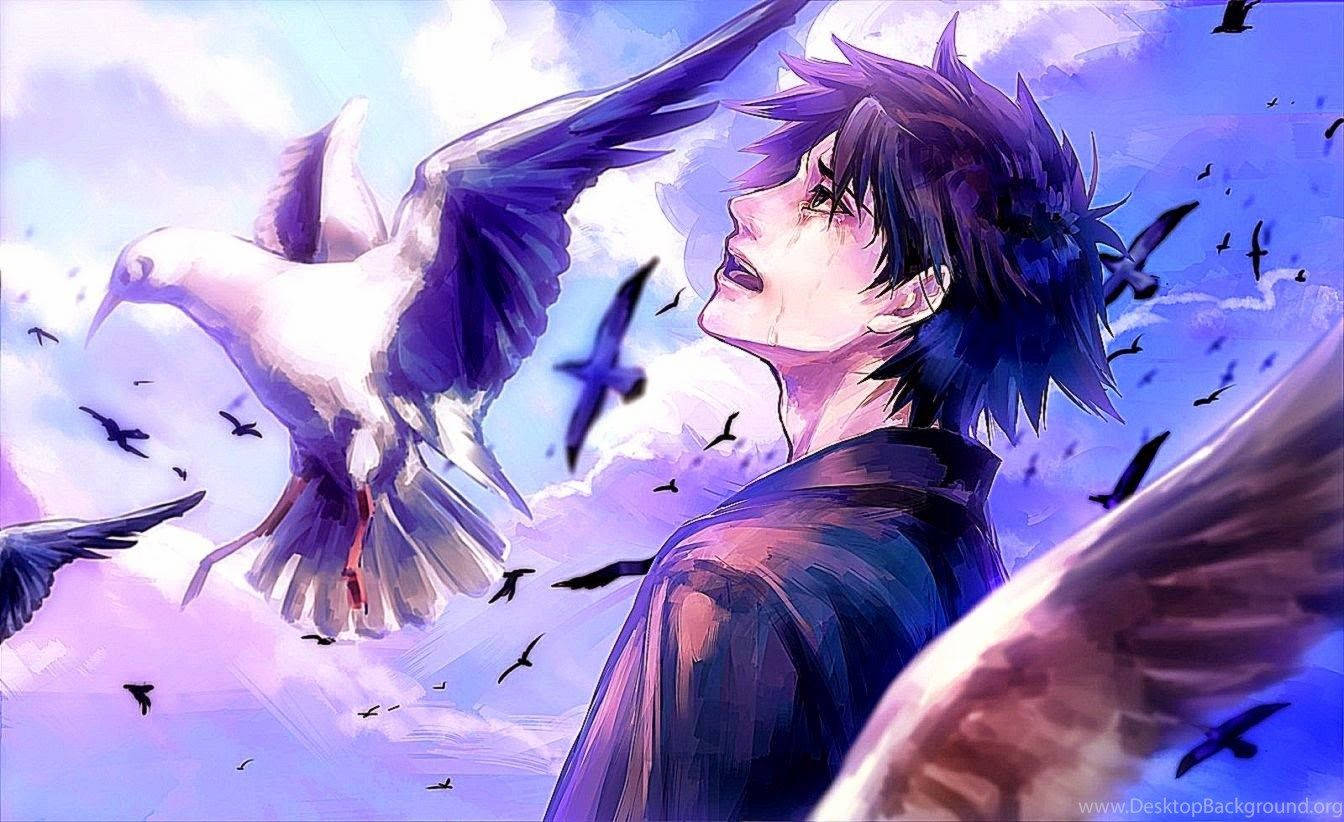 悲しい アニメ少年 鳥 壁紙