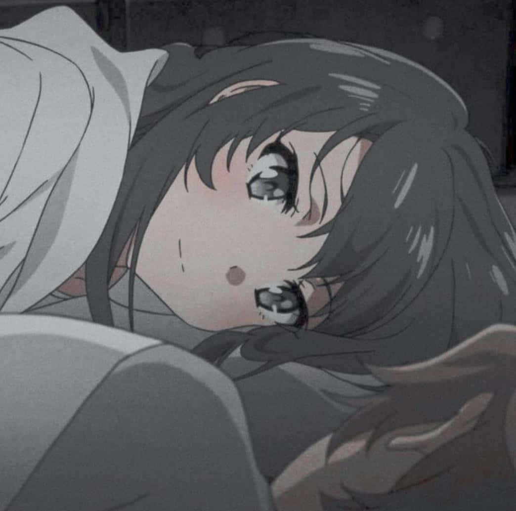 寝そべるアニメ少女の待ち受けペア壁紙 壁紙