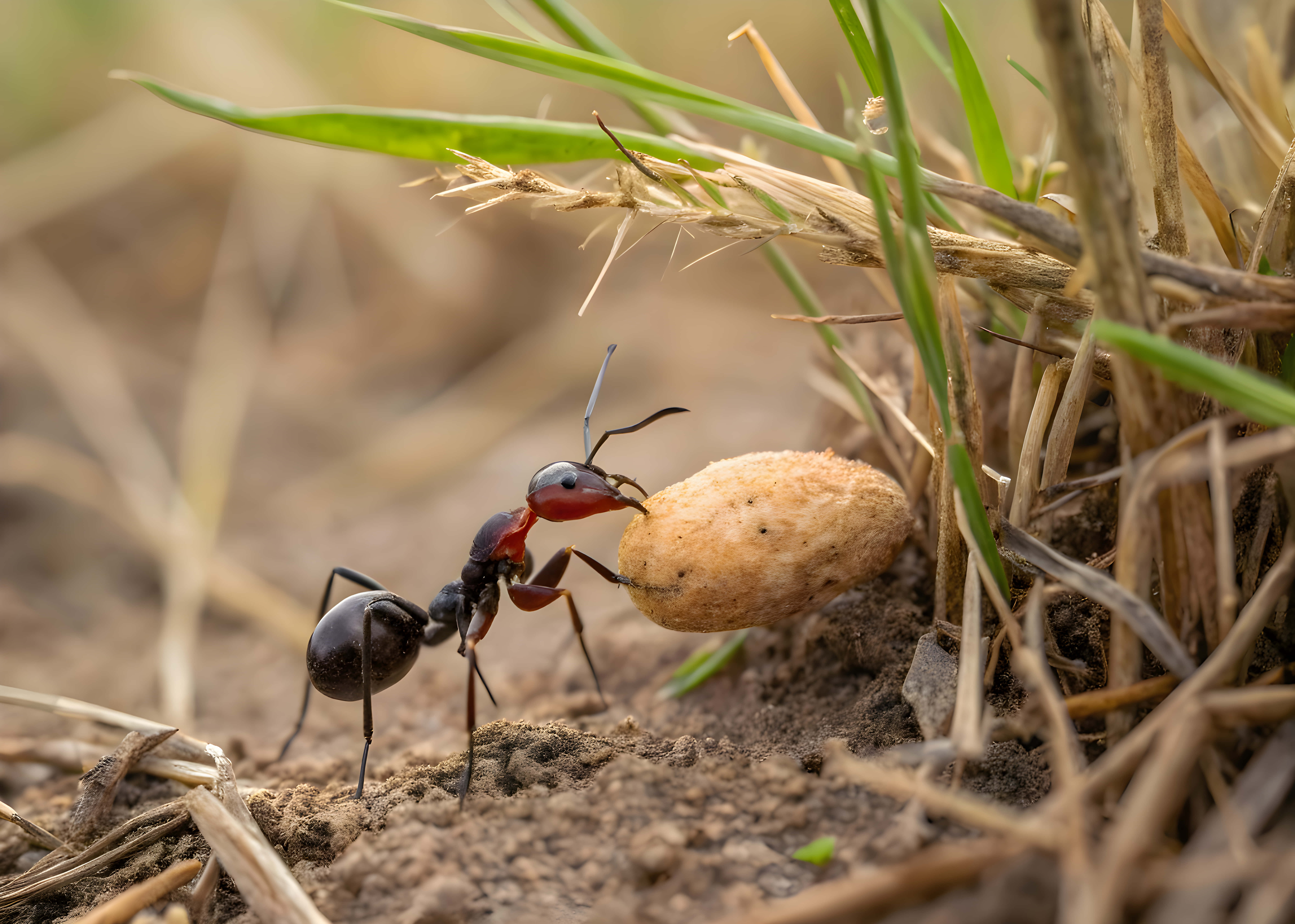 小さなアリが食べ物を見つける 壁紙