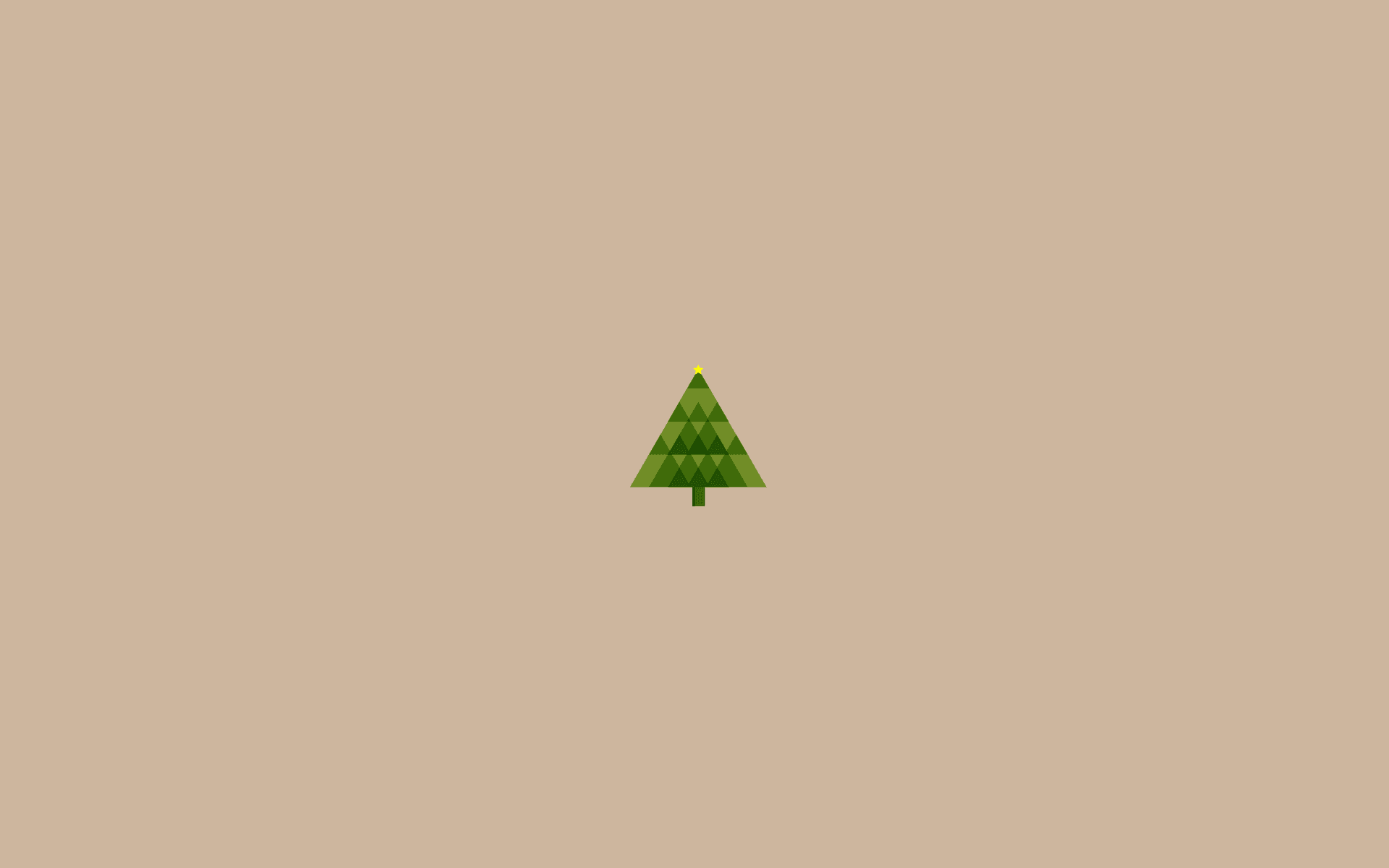 小さなクリスマスツリーとベージュの背景 壁紙