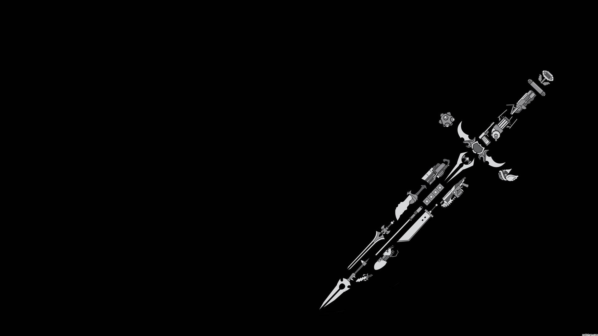 小さな武器で構成された剣のグラフィック 壁紙