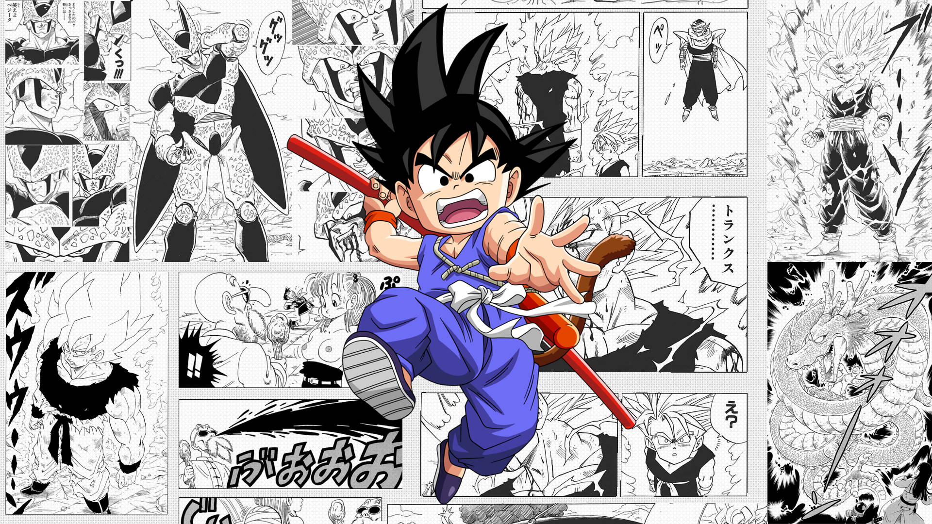 少年孫悟空 漫画パネル 壁紙