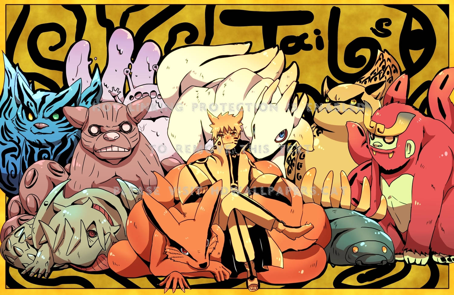 尾獣ナルトキャラクターのファンアート 壁紙