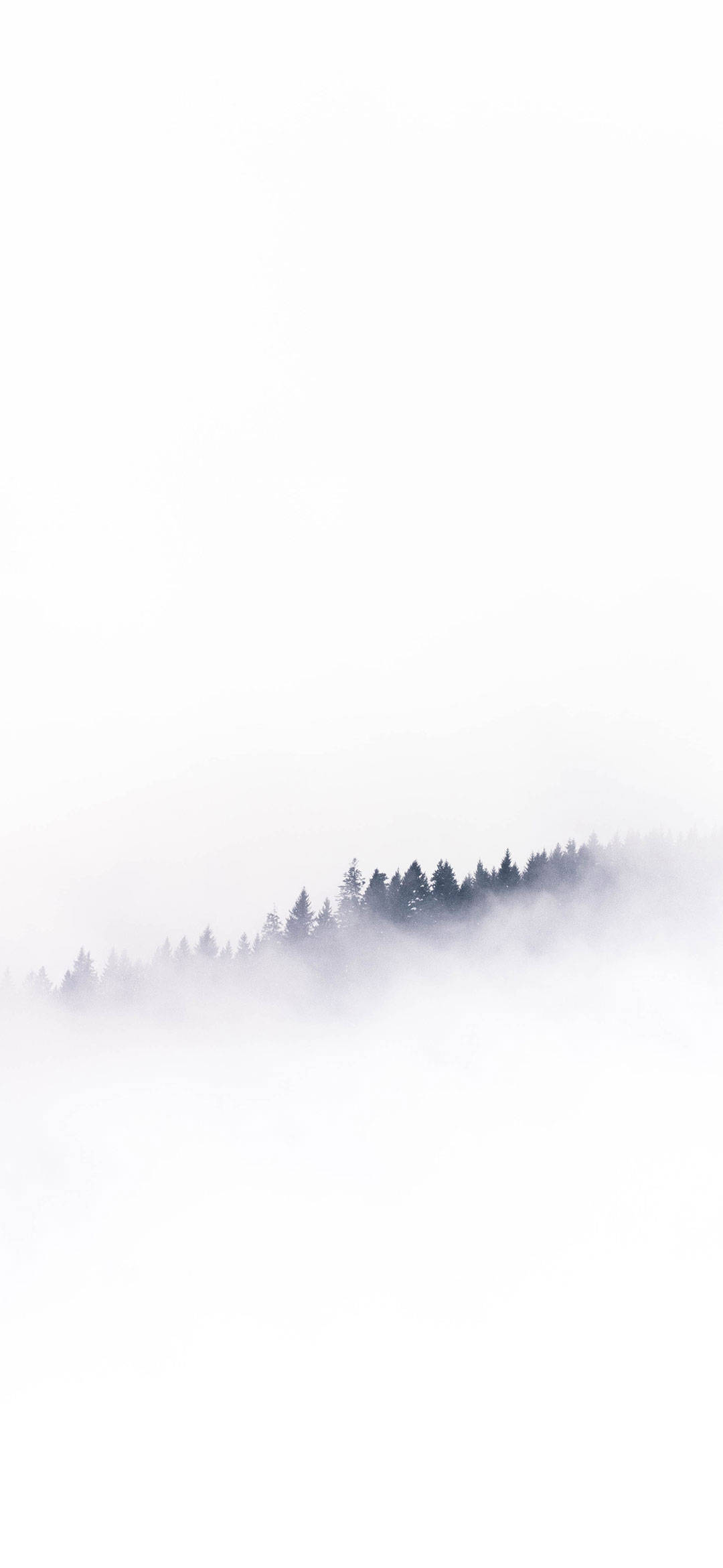 山の木々に広がる白い雲 iPhone 壁紙