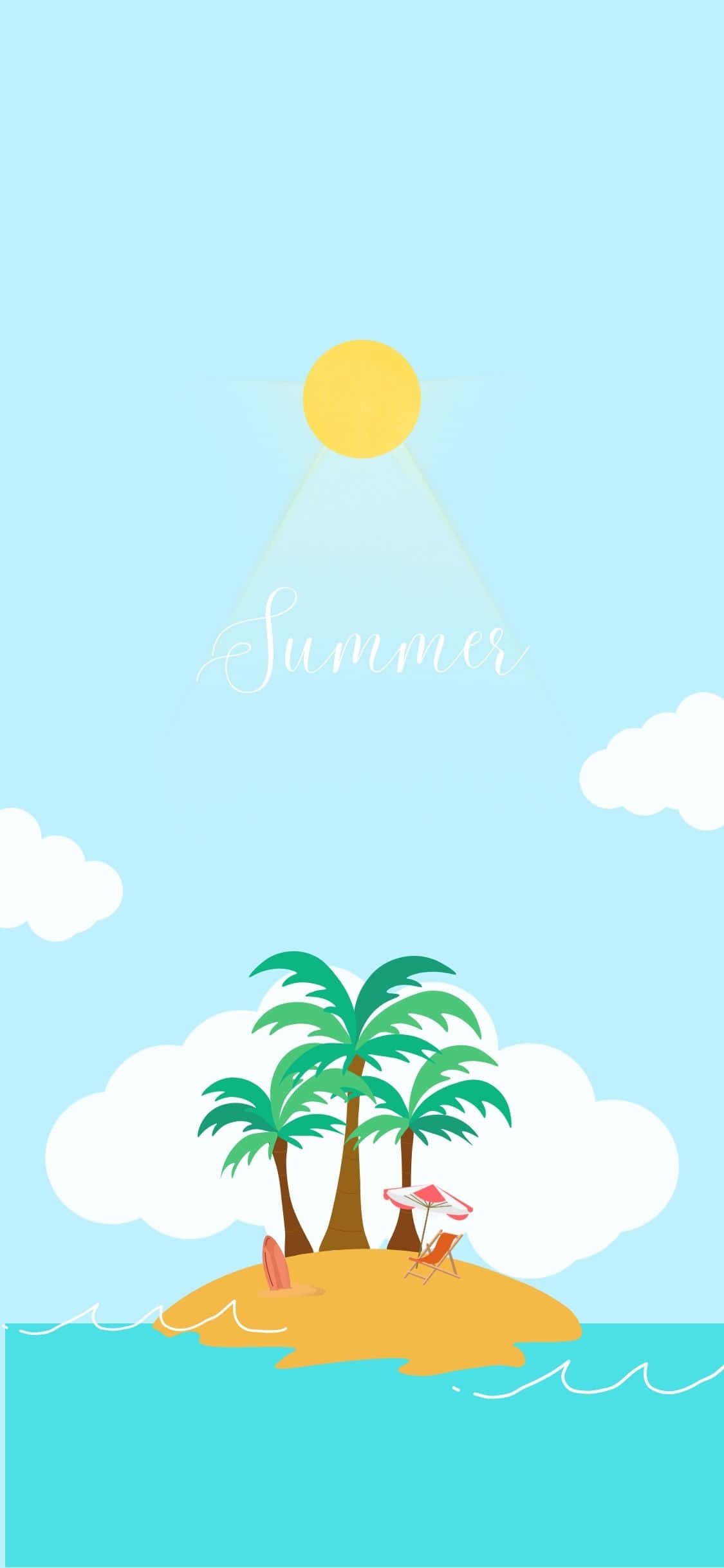 Palm Trees Over Island iPhone X 夏の背景 壁紙