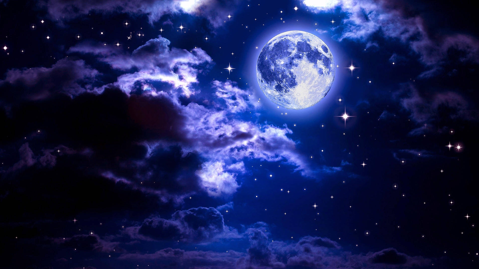 幻想的な月と美しい雲 壁紙