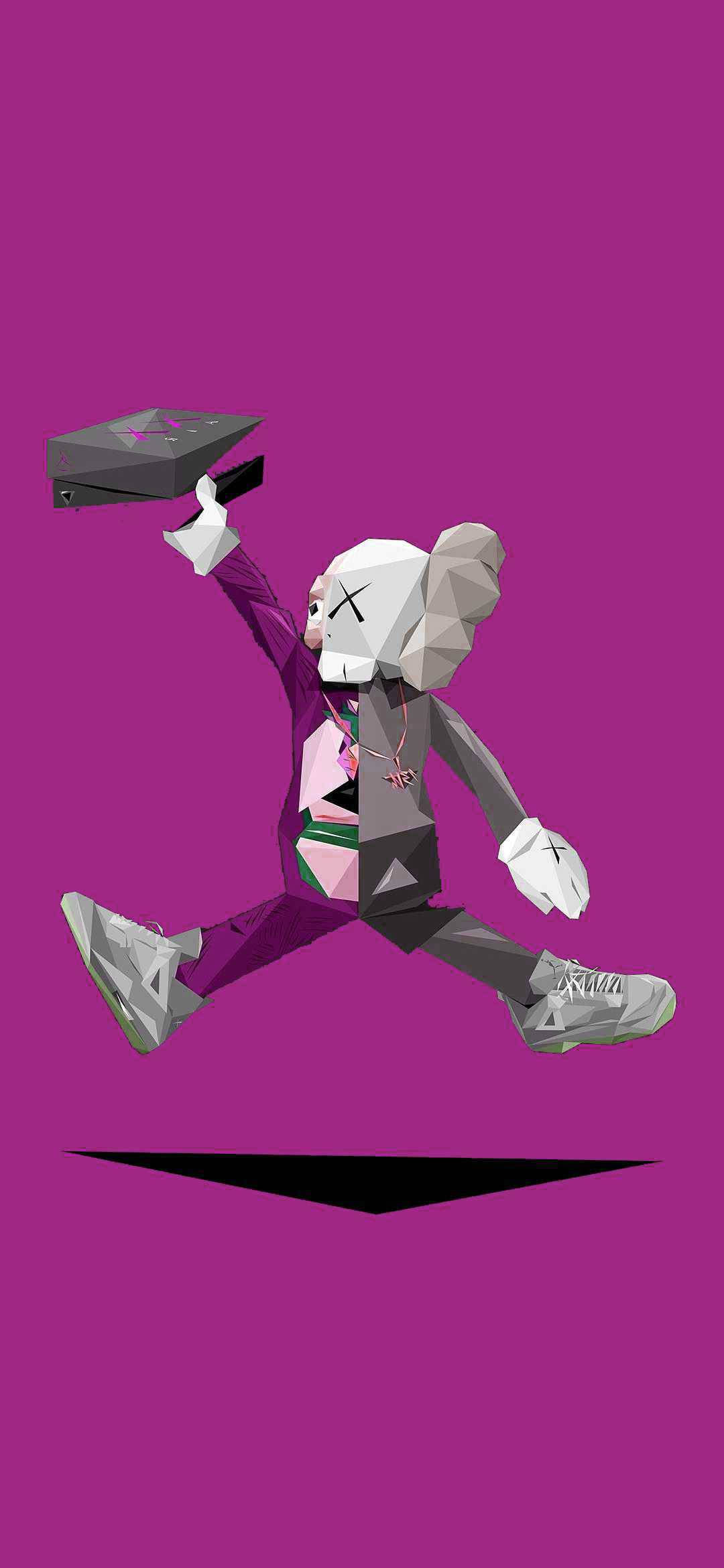 幾何学的なKaws PCアート パープル 壁紙