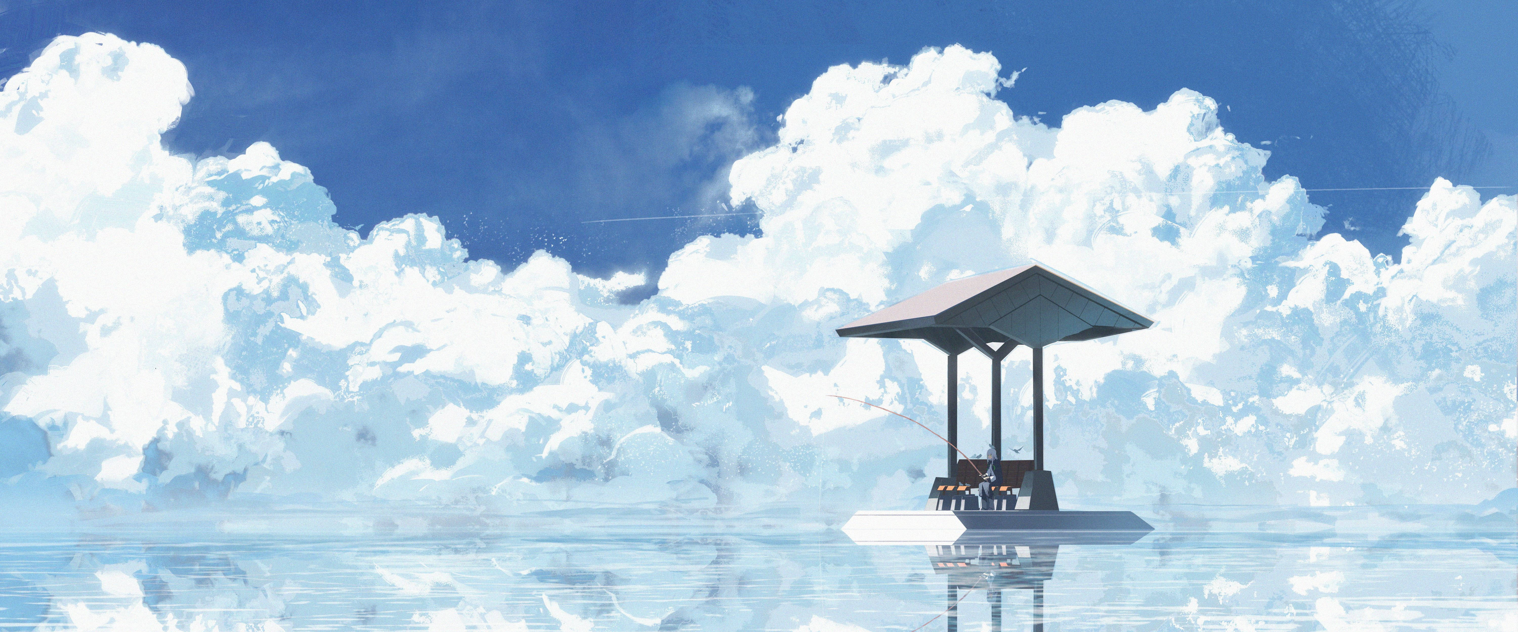 広がる青空アニメ4K 壁紙