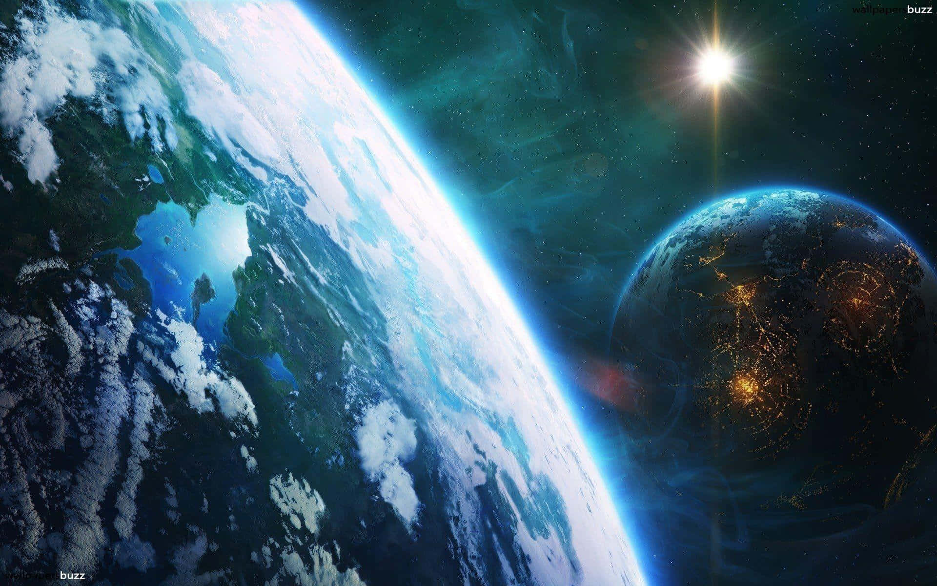 広大な宇宙に浮かぶ巨大な惑星 壁紙