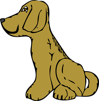 座っている茶色の犬のイラスト 壁紙