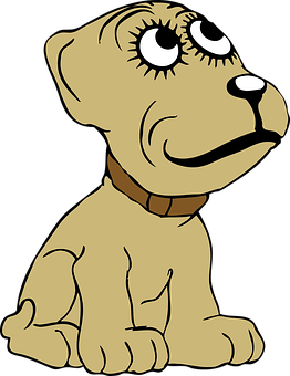 座っている茶色の犬のイラスト 壁紙