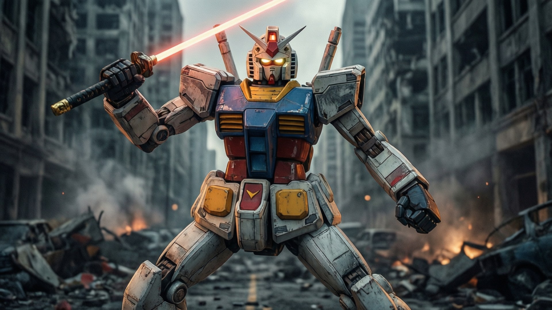廃墟に立つ英雄的ガンダム 壁紙
