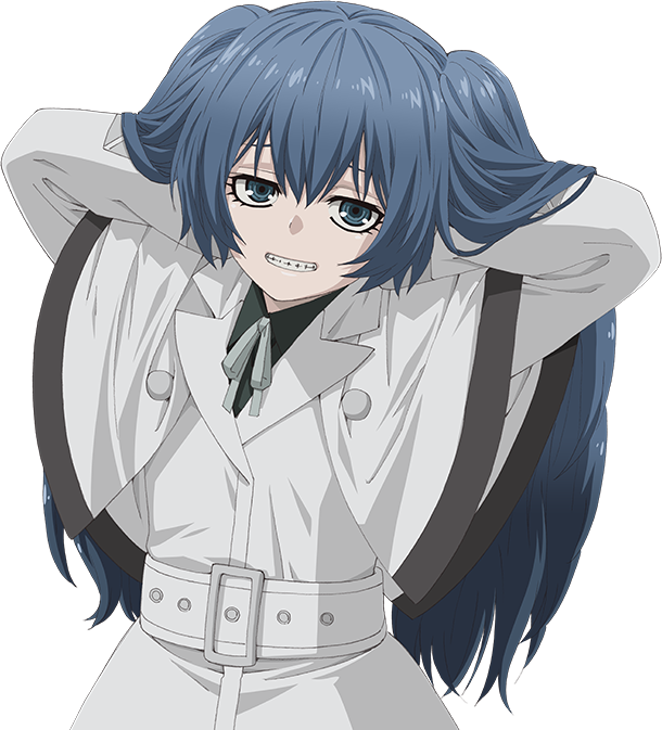 微笑む青髪のアニメキャラクター 壁紙