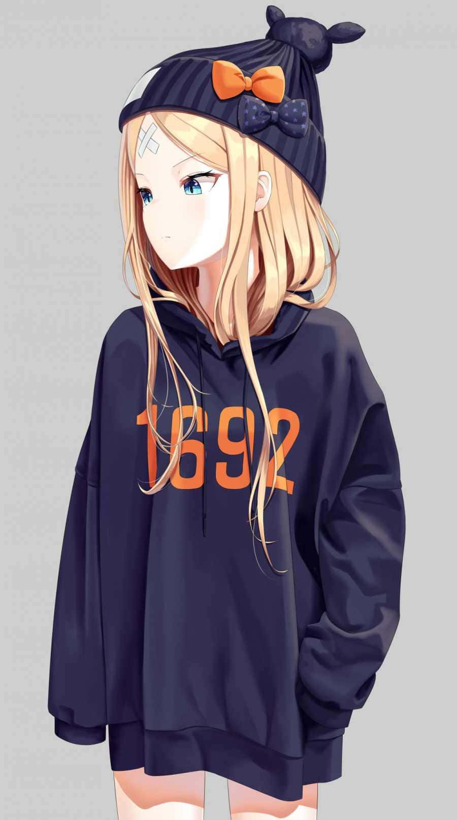 快適なパーカーに包まれたアニメ少女 壁紙