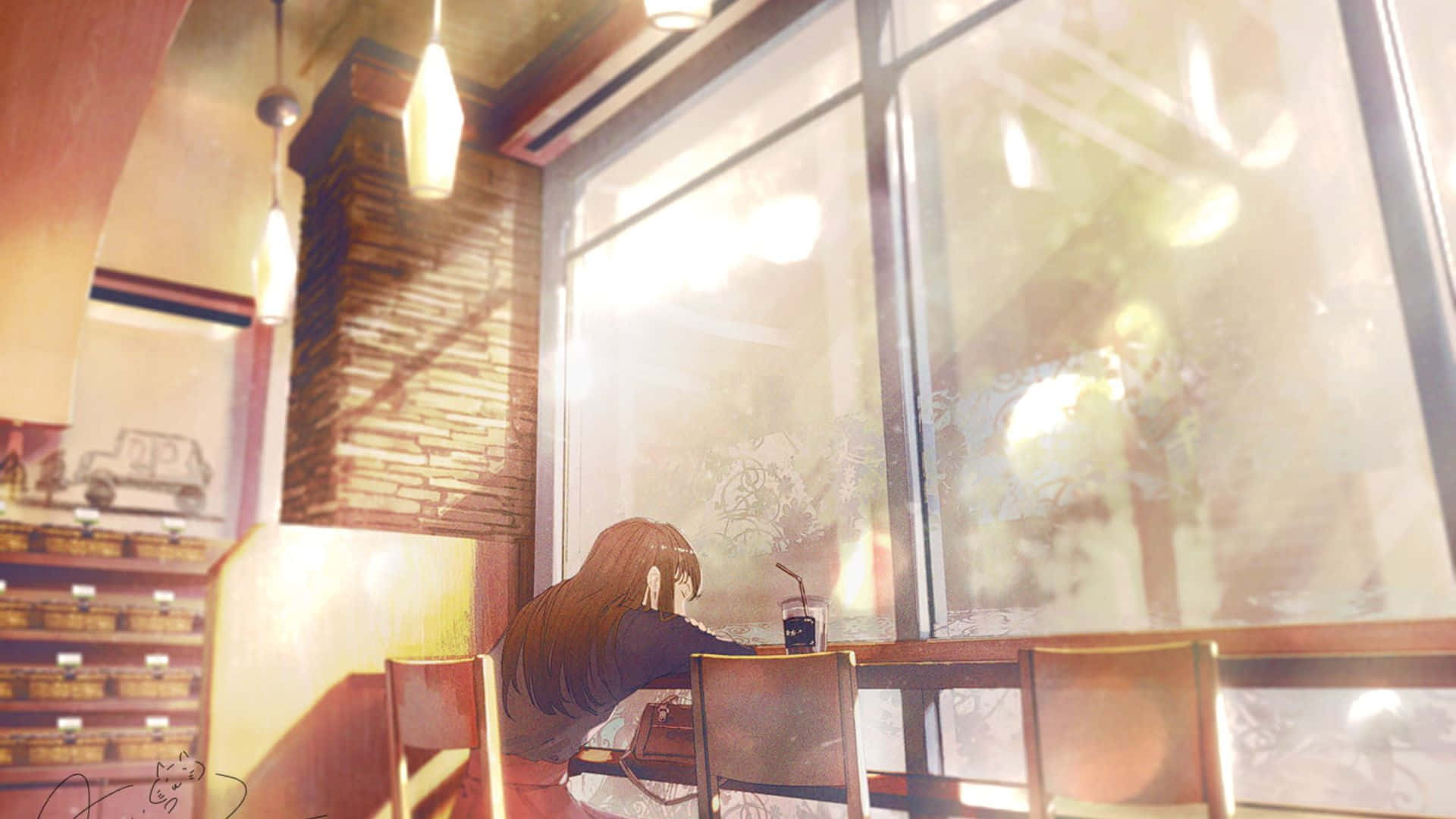 怠惰なアニメカフェの背景 壁紙