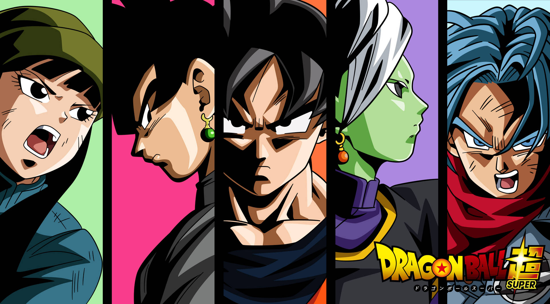 ドラゴンボール超のキャラクターたちが集まった悟空の壁紙コラージュ